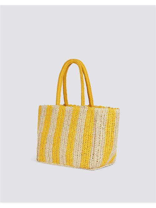 Borsa mare chou in paglia con scritta AW741ABPA100 12300 SUNDEK 