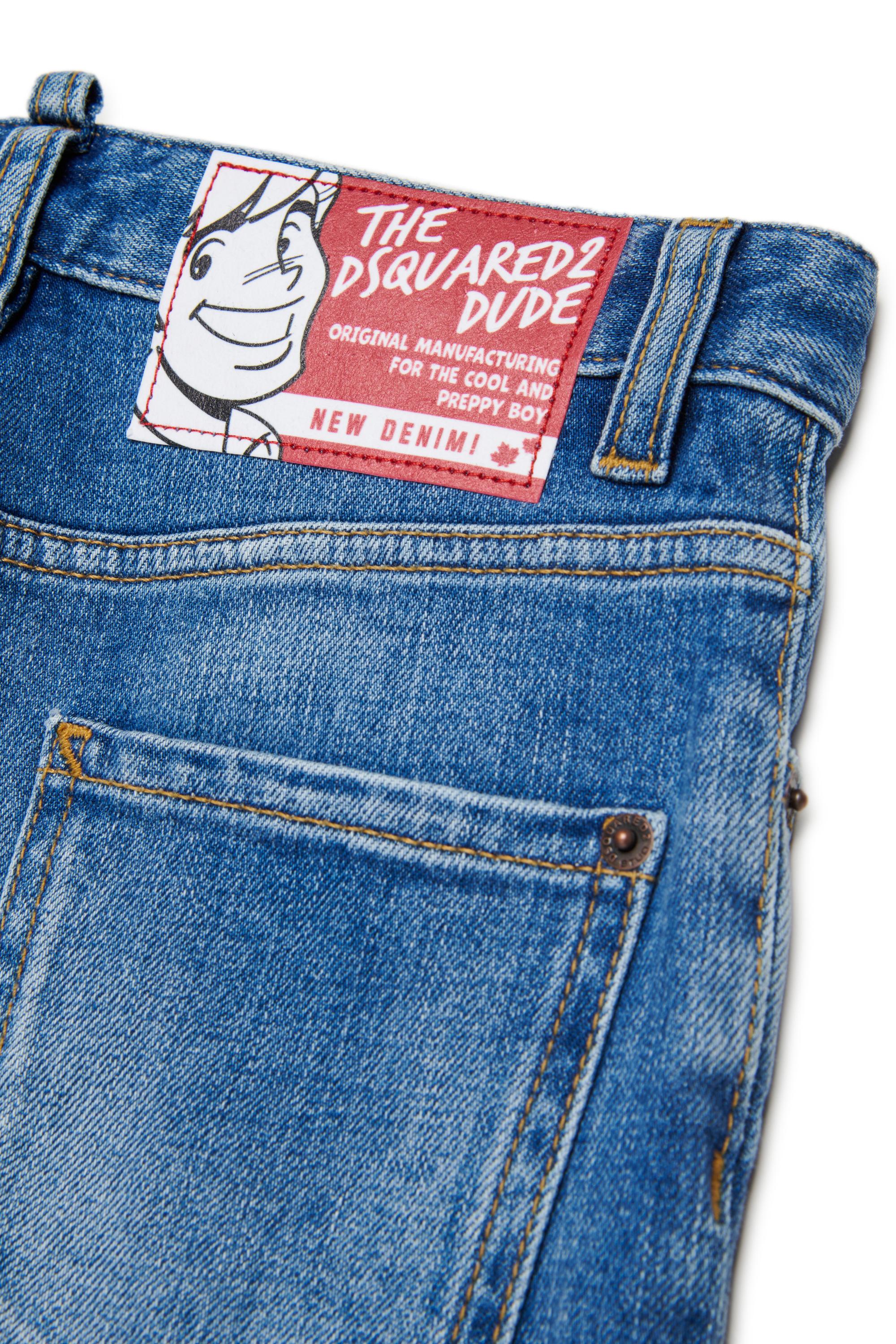D2Kids Medium Blue Straight Jeans con abrasioni DQ2252D0ABX DQ01 DSQUARED2 