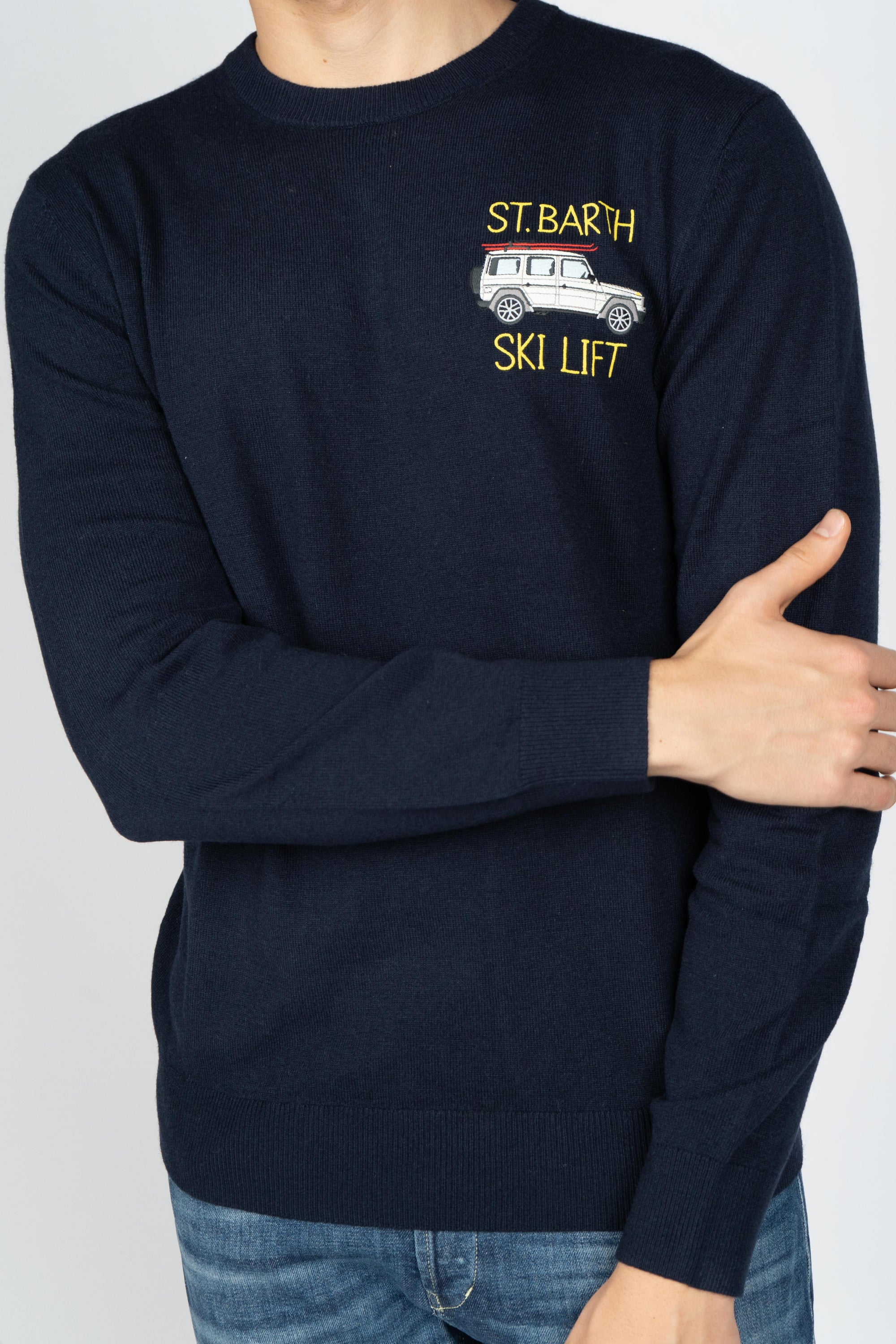 Maglione a girocollo Heron Light con ricamo Ski lift HER0024 02585I MC2 SAINT BARTH 