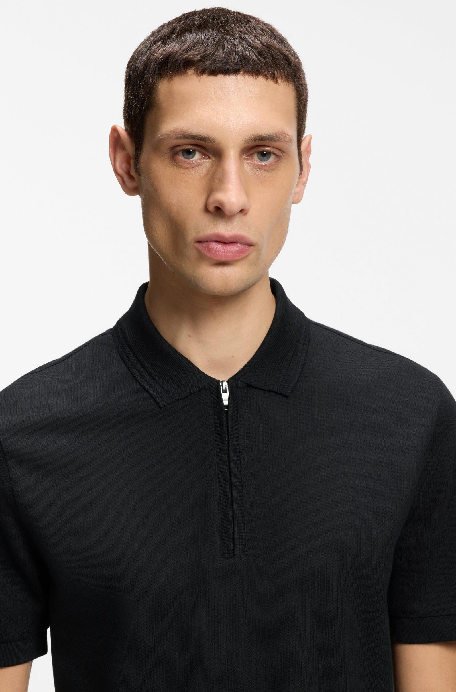 Polo in misto cotone con chiusura con zip 50554614 001 BOSS 