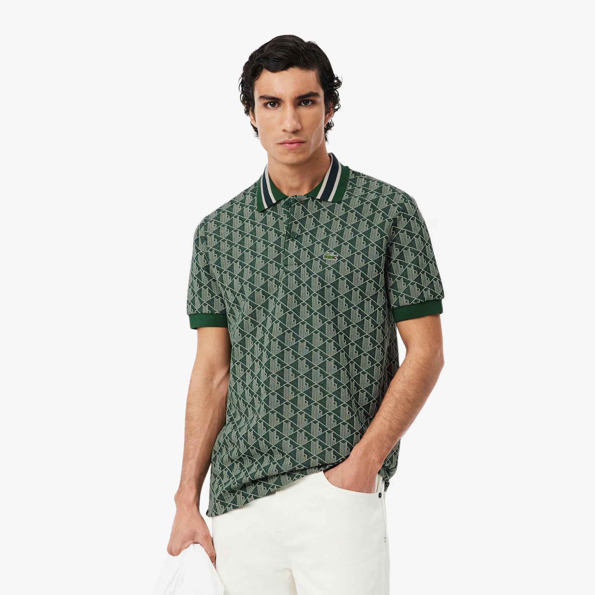 Polo dal taglio classico in jacquard con monogramma DH1417 D1R LACOSTE 