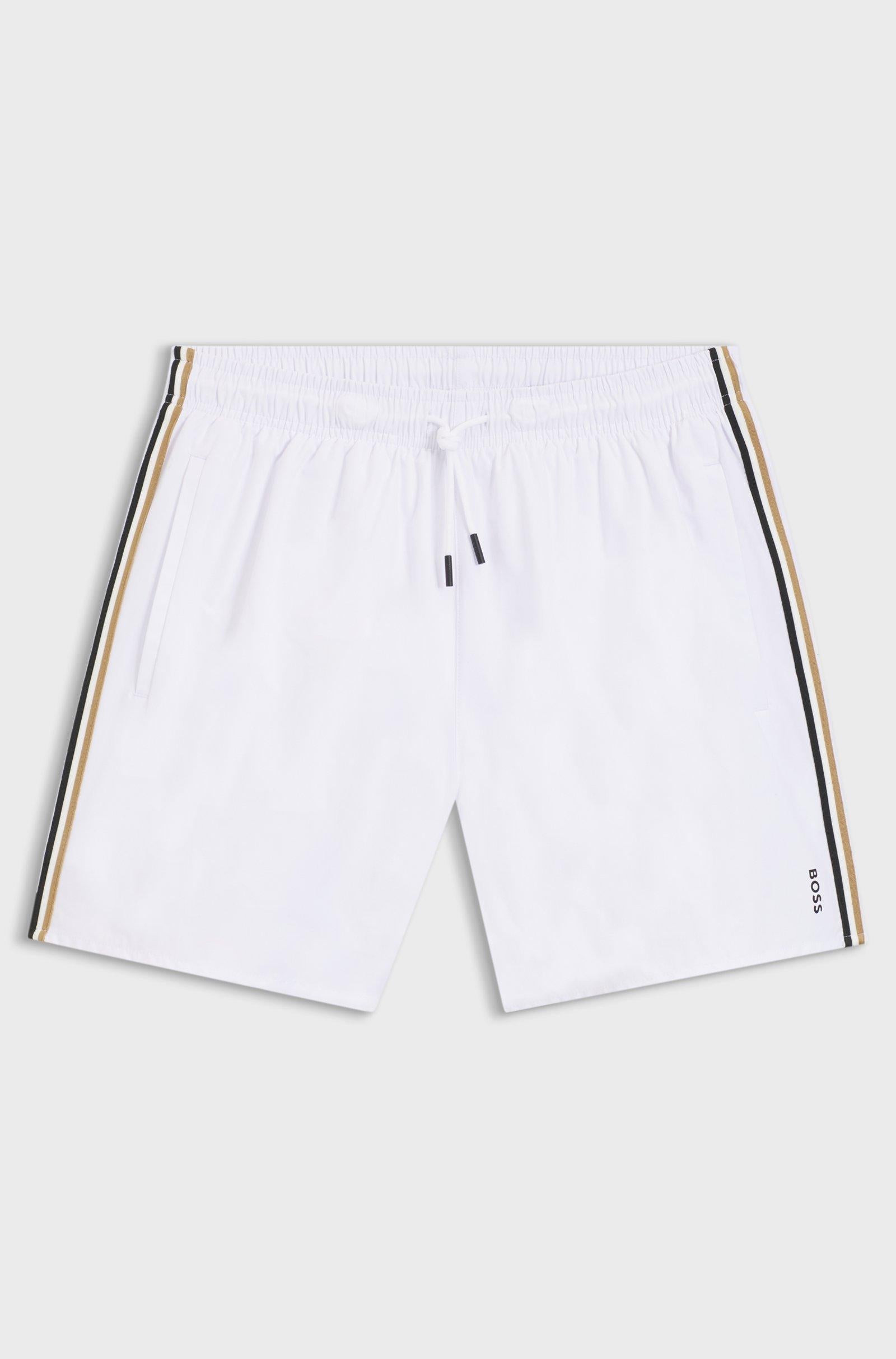 Boxer da mare con righe tipiche del marchio e logo 50491594 100 BOSS 