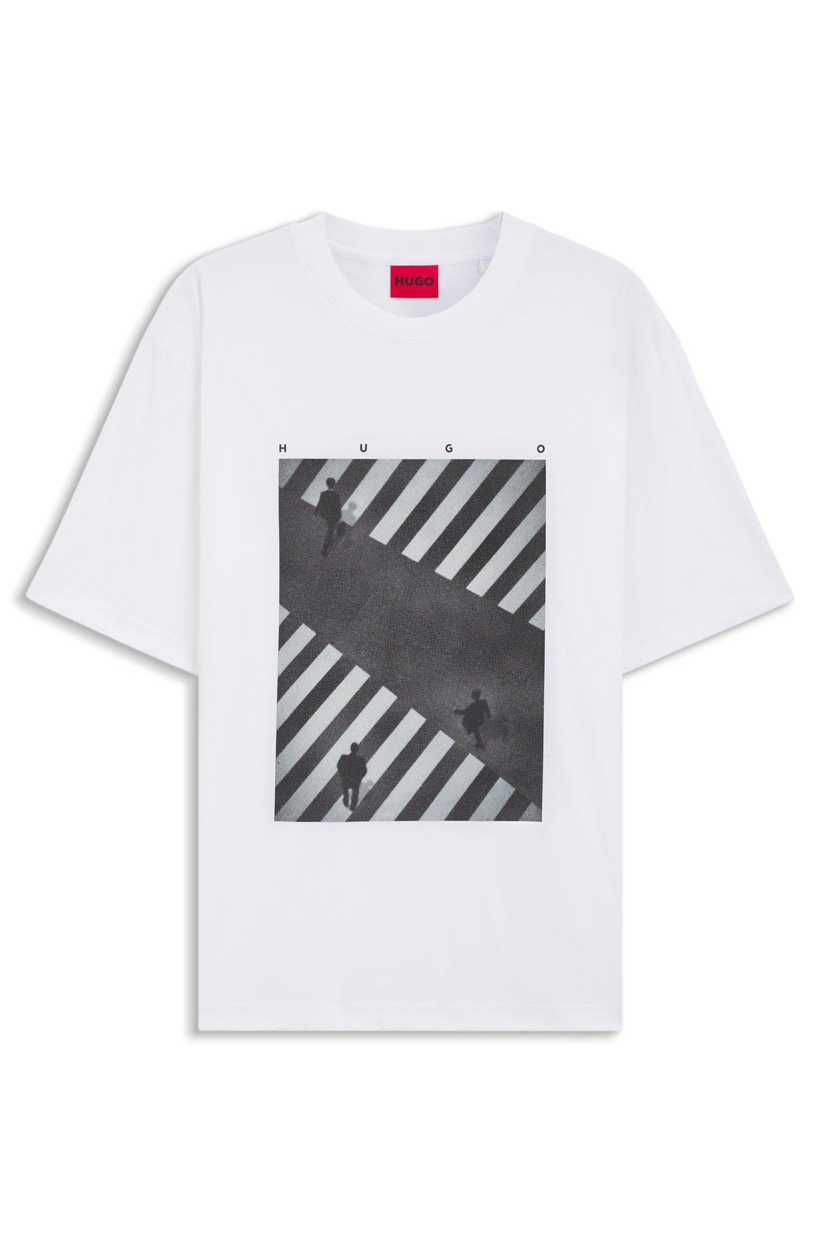 T-shirt con stampa artistica in jersey di cotone 50553330 100 HUGO 