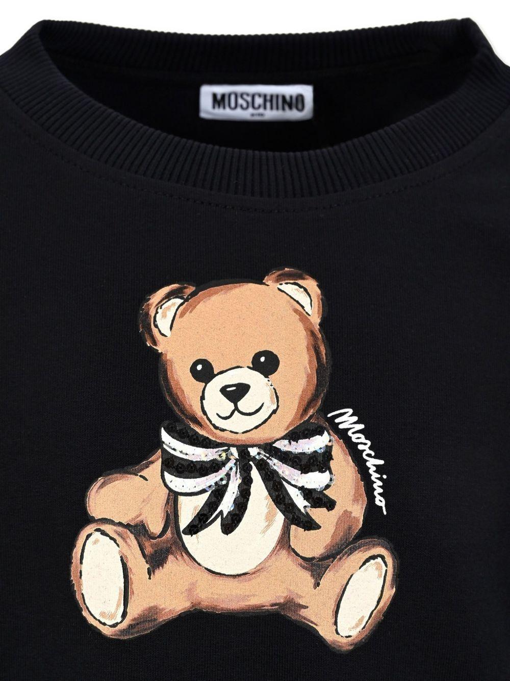 Felpa con fiocco in raso con paillettes HDF06GLDA16 60100 MOSCHINO KID 