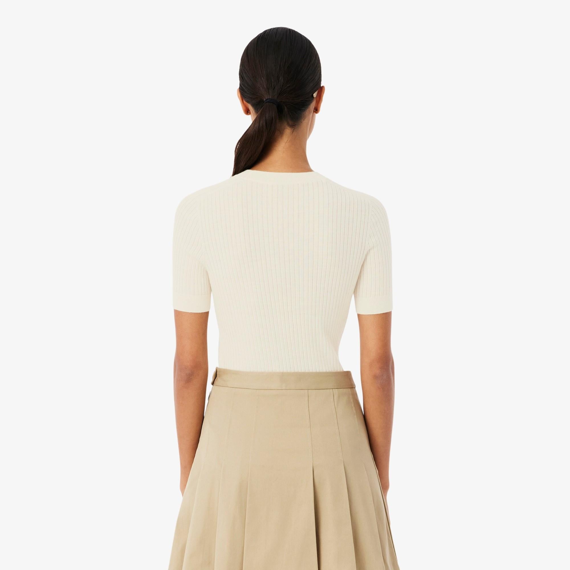 Maglione a maniche corte in lana merinos a coste AF4146 70V LACOSTE 