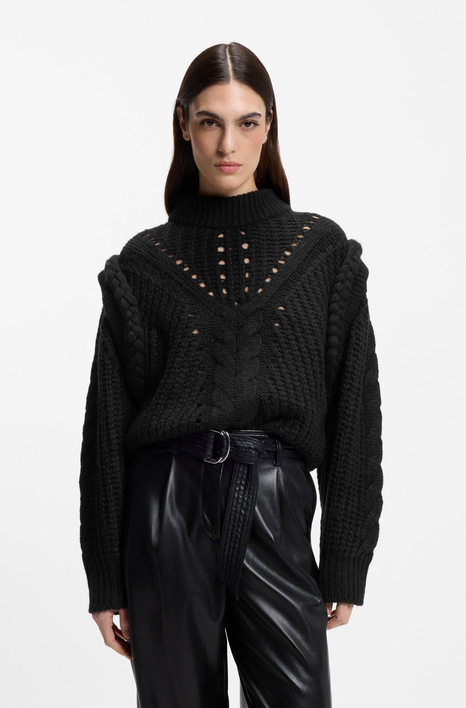 Maglione lavorato con alpaca e lana vergine 50548951 001 BOSS 