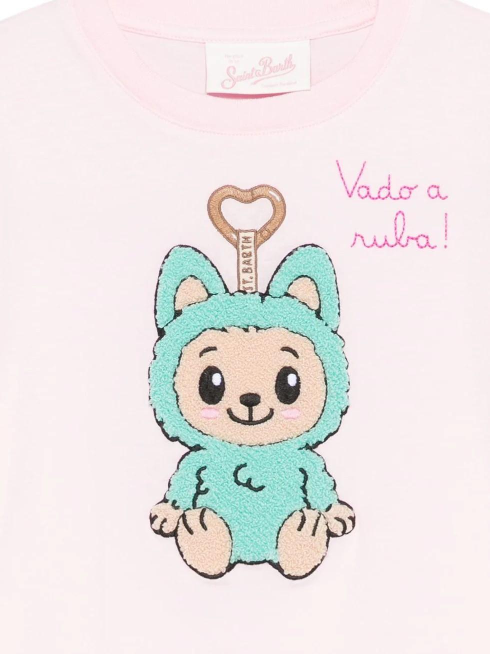 T-shirt rosa con stampa grafica ABY0001 00960L MC2 SAINT BARTH 