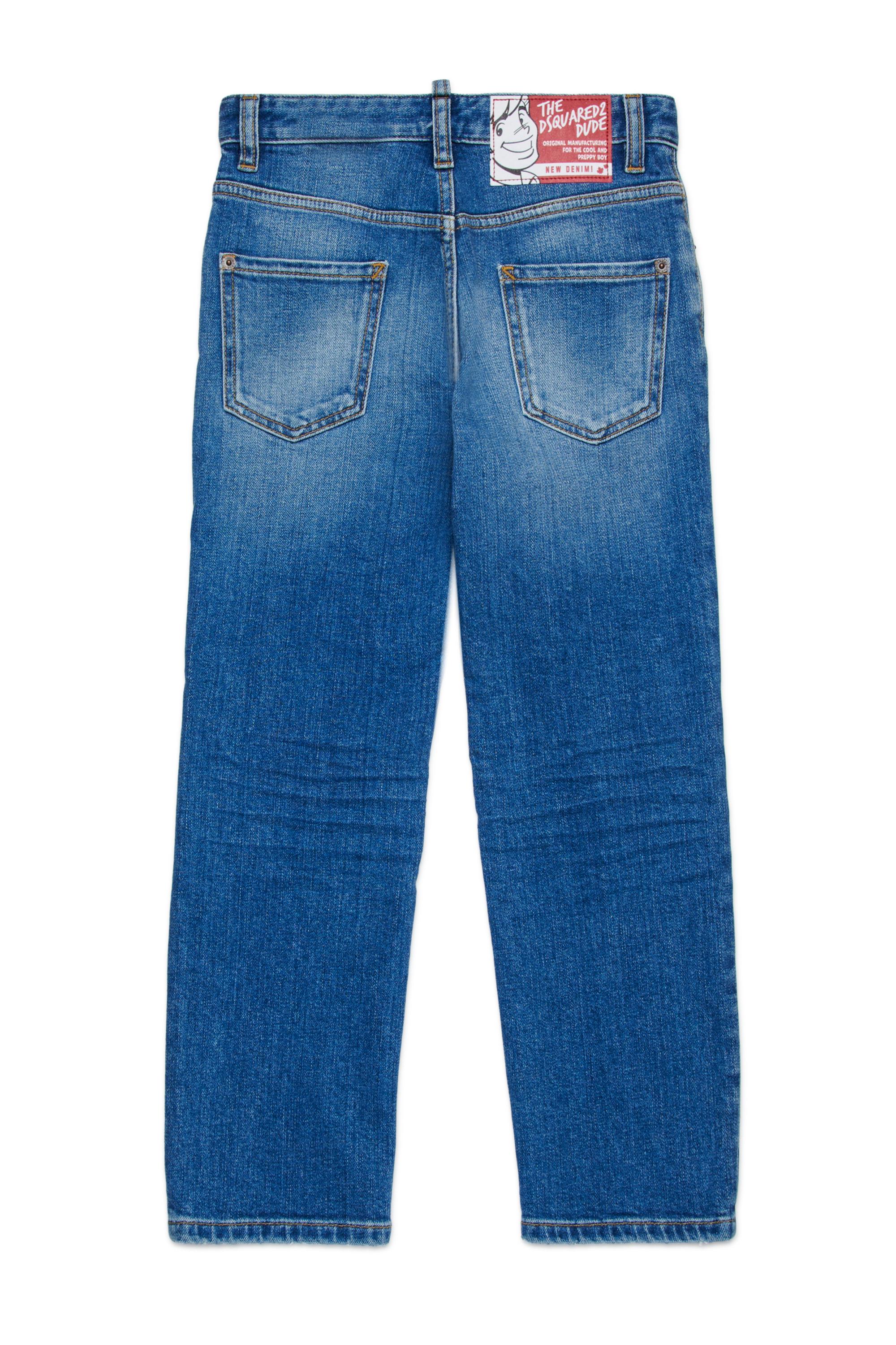 D2Kids Medium Blue Straight Jeans con abrasioni DQ2252D0ABX DQ01 DSQUARED2 
