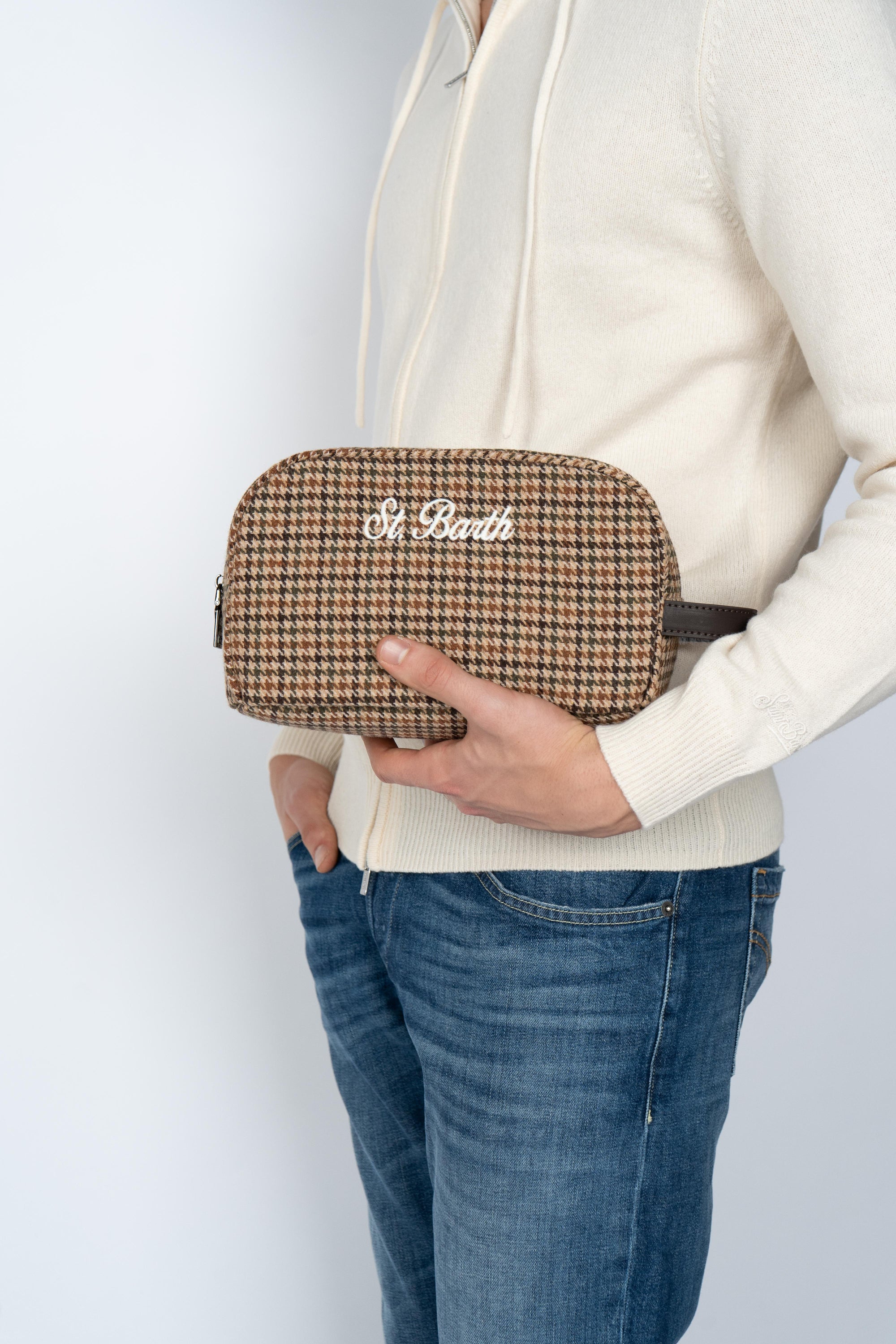 Vanity case Westwood Wool in misto lana pied de poule WES0006 00188I MC2 SAINT BARTH 