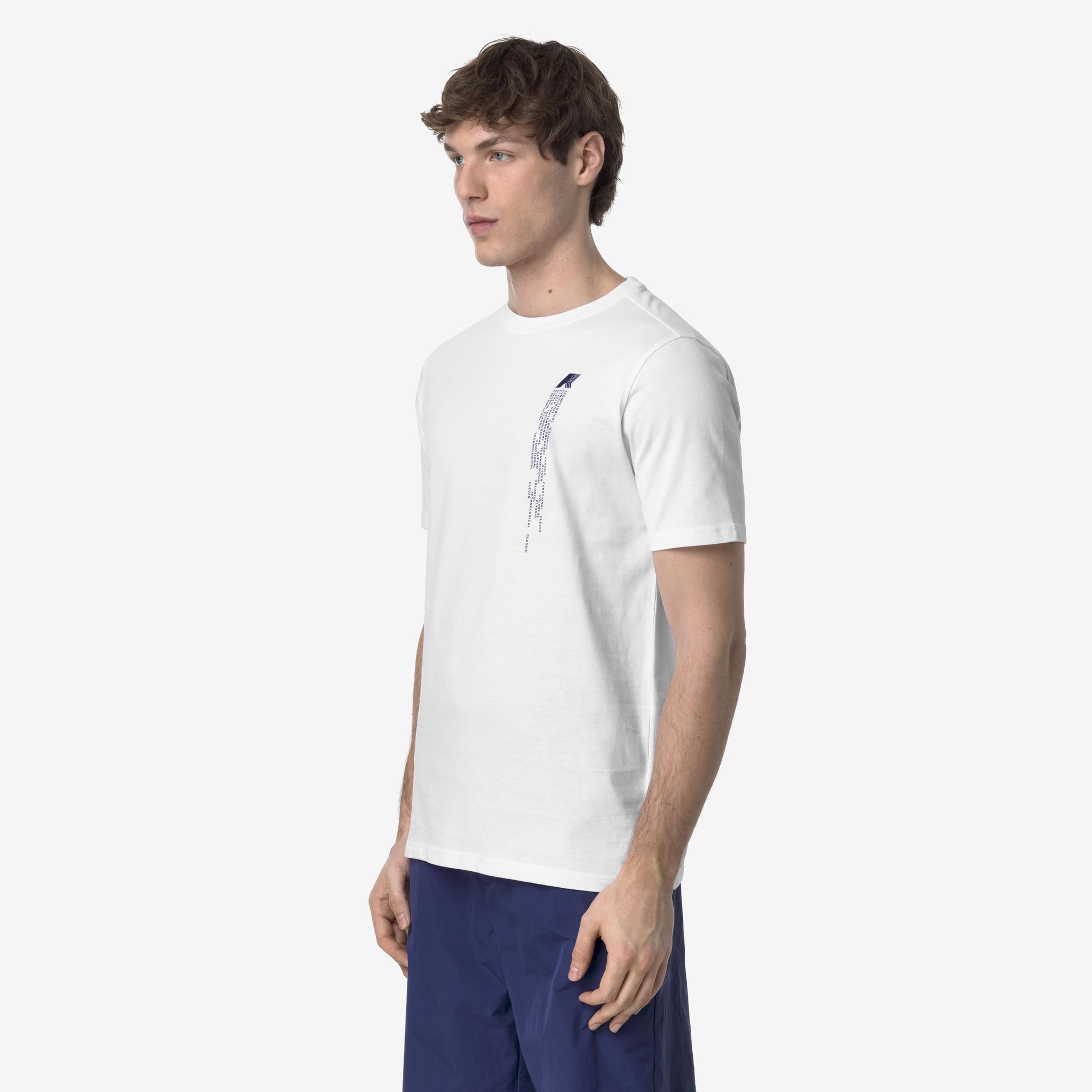 T-shirt casual da uomo in cotone bianco  con stampa grafica K3138MW 001 K-WAY 