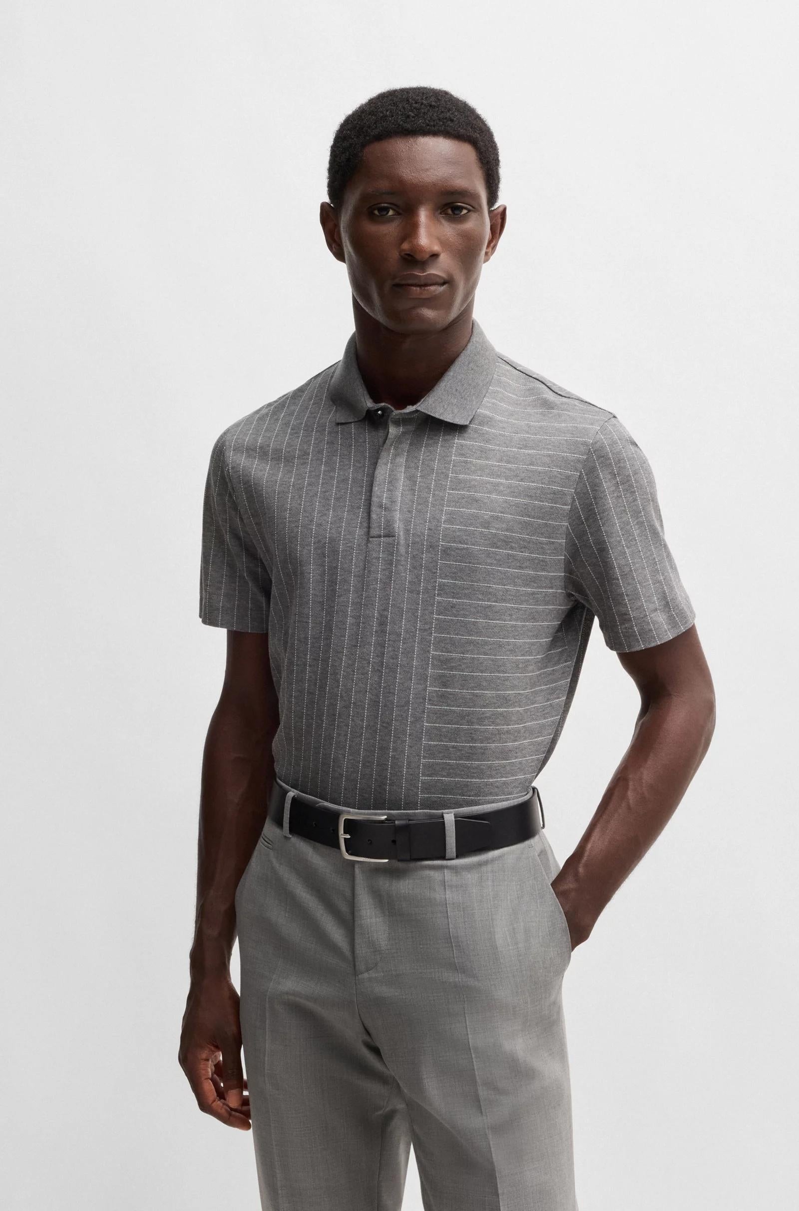 Polo in cotone mercerizzato con righe miste 50531306 030 BOSS 
