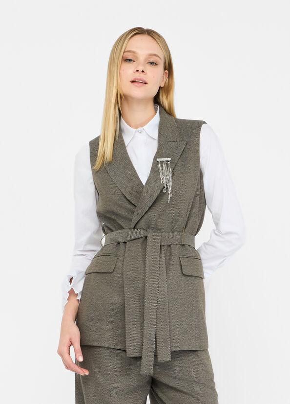Gilet chevron con cintura CF5259T054A M9770 LIU JO BLACK 