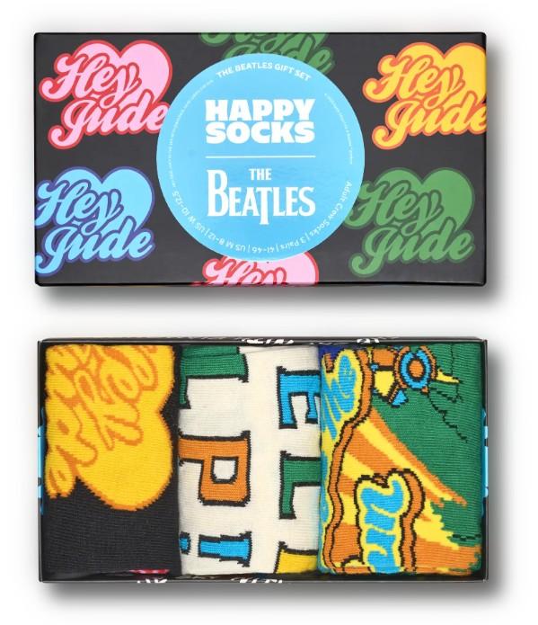 The Beatles 3-Pack Socks Gift Set P003943 BLACK HAPPY SOCKS 
