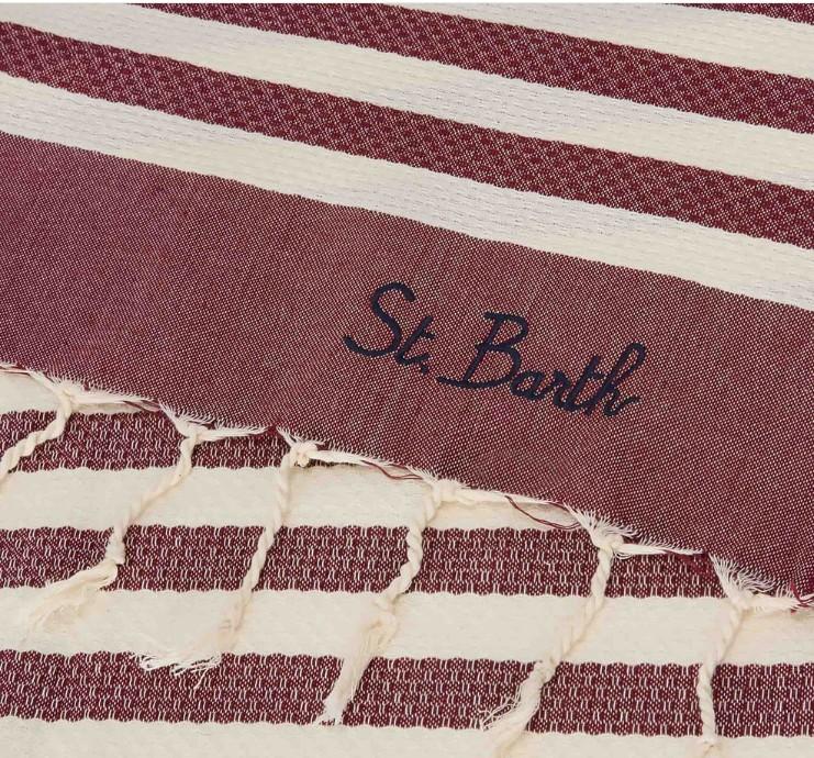 Telo mare Foutas a righe bordeaux e bianche FOUT012W 07690L MC2 SAINT BARTH 