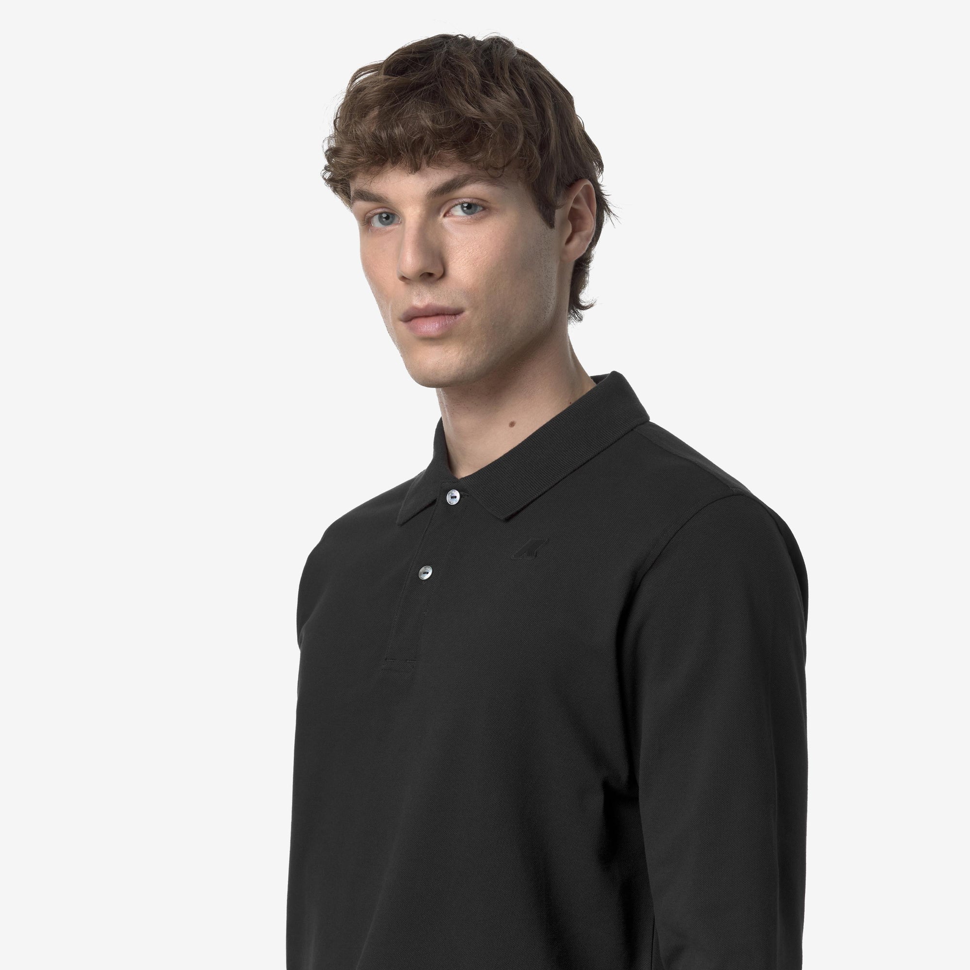 Polo da uomo nero slim fit maniche lunghe K1125GW USY K-WAY 
