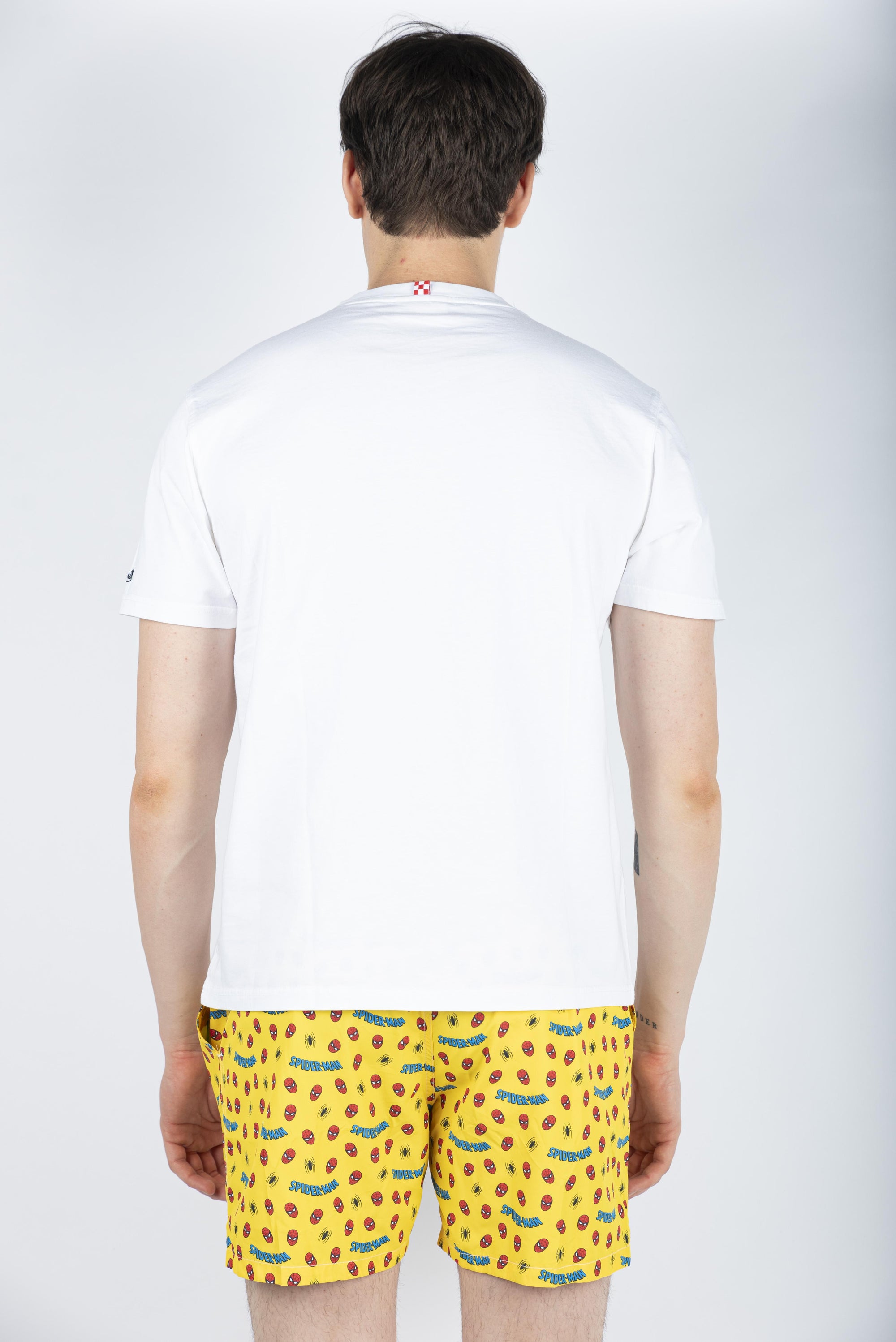 T-shirt in cotone con ricamo Spider-Man No Vabbè bianco Special Edition TSHM001 00007H MC2 SAINT BARTH 