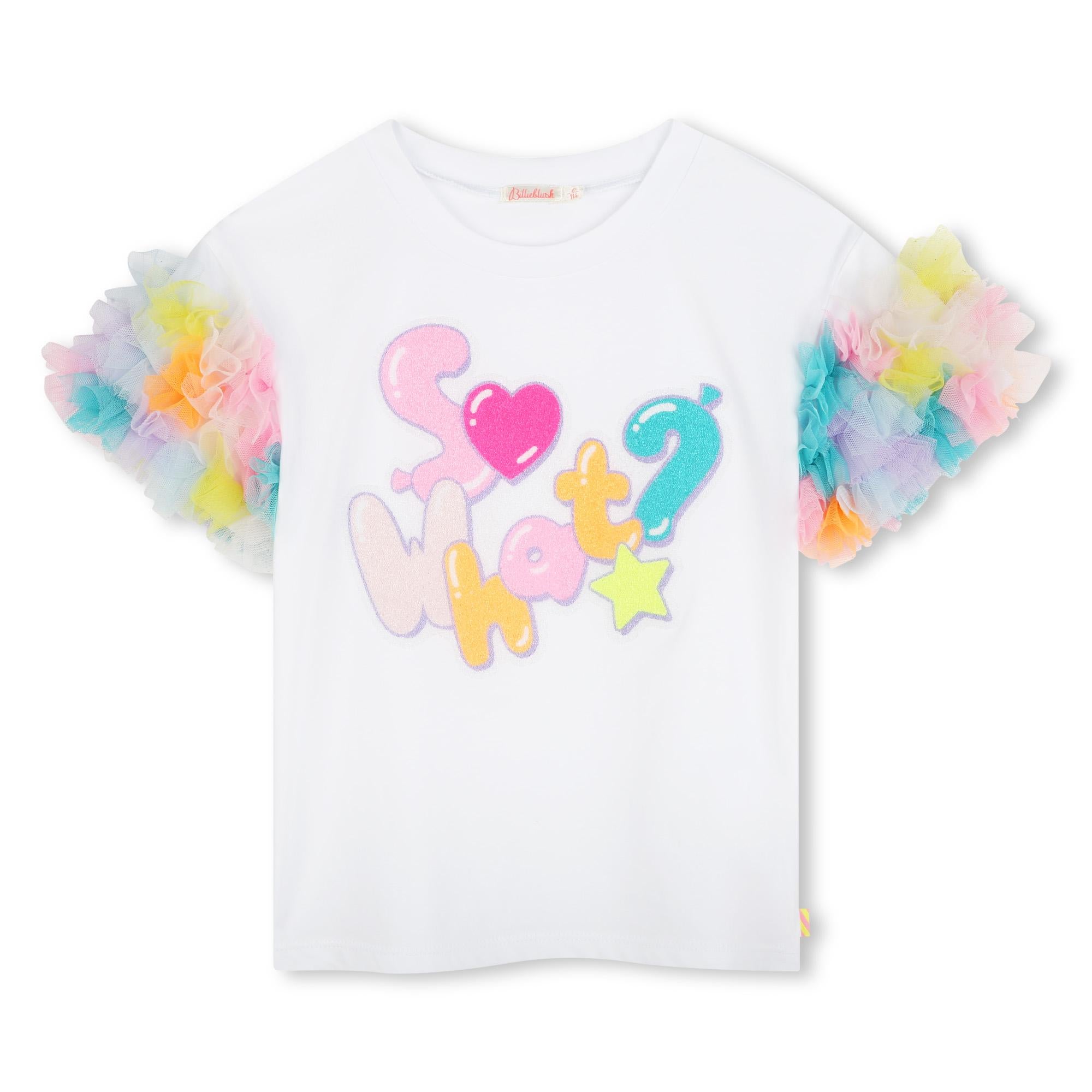 T-shirt con rouches in tulle U20927 10P BILLIEBLUSH 