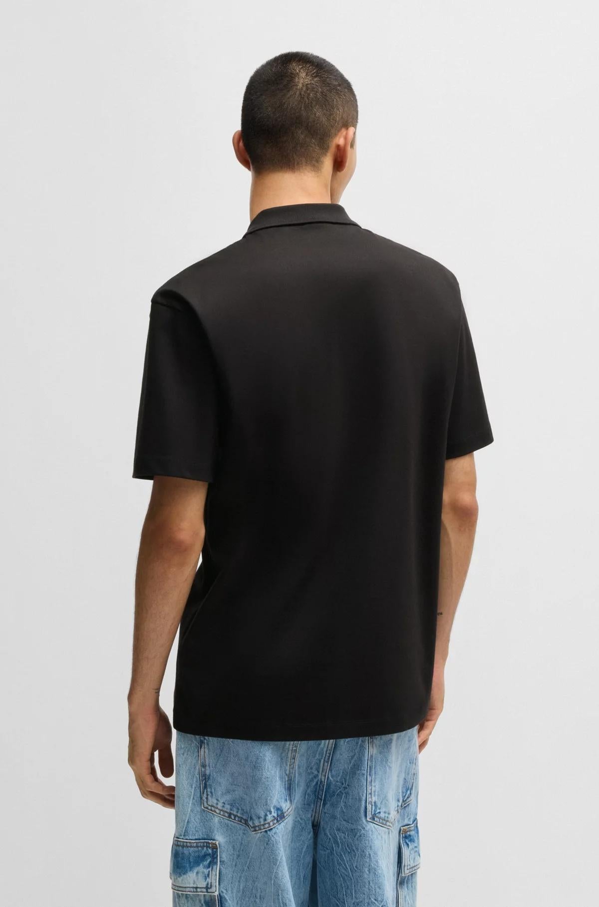 Polo in cotone intrecciato con logo scomposto 50517638 001 HUGO 