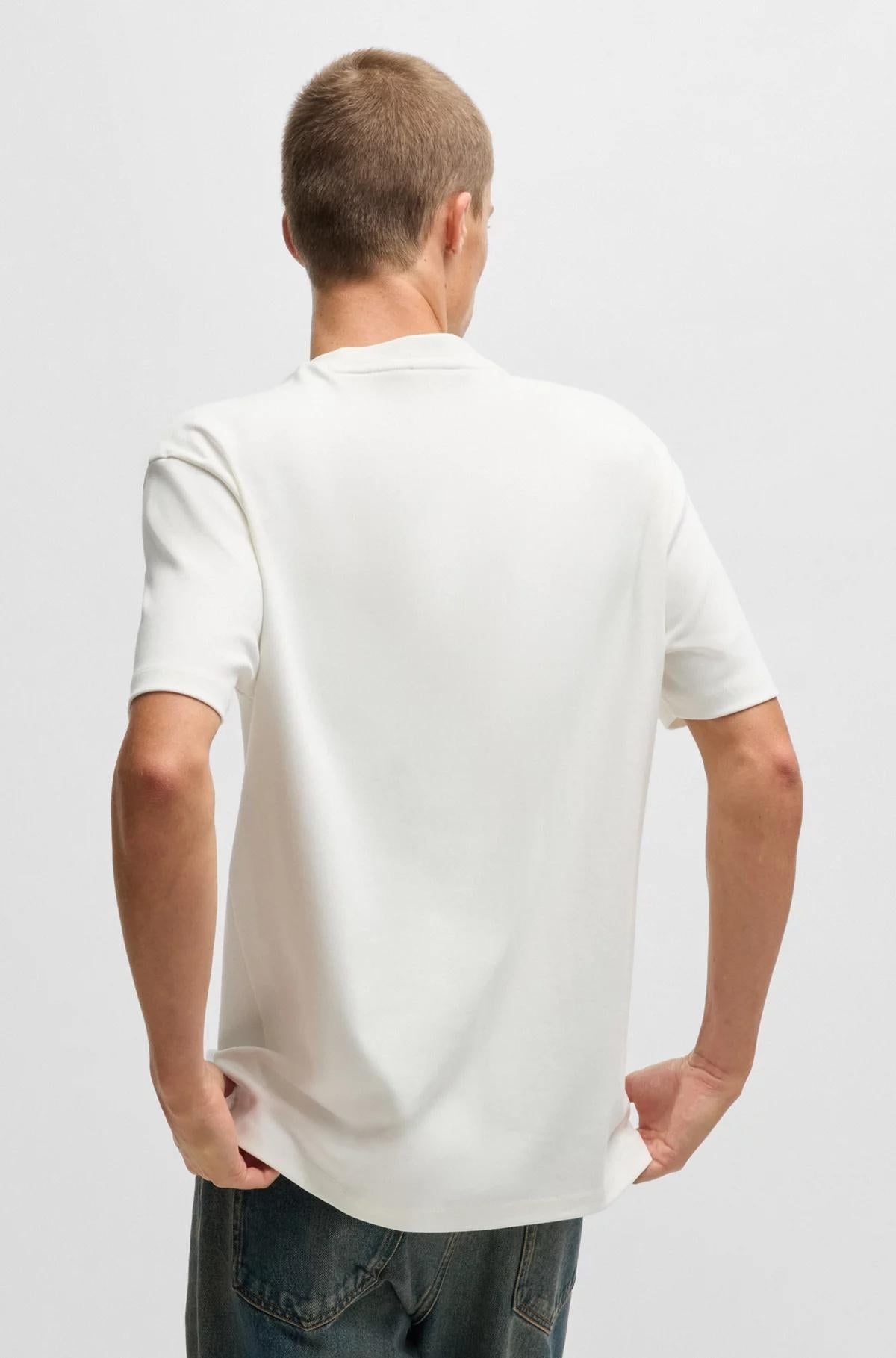 T-shirt regular fit in cotone interlock con logo sovrapposto 50505201 102 HUGO 