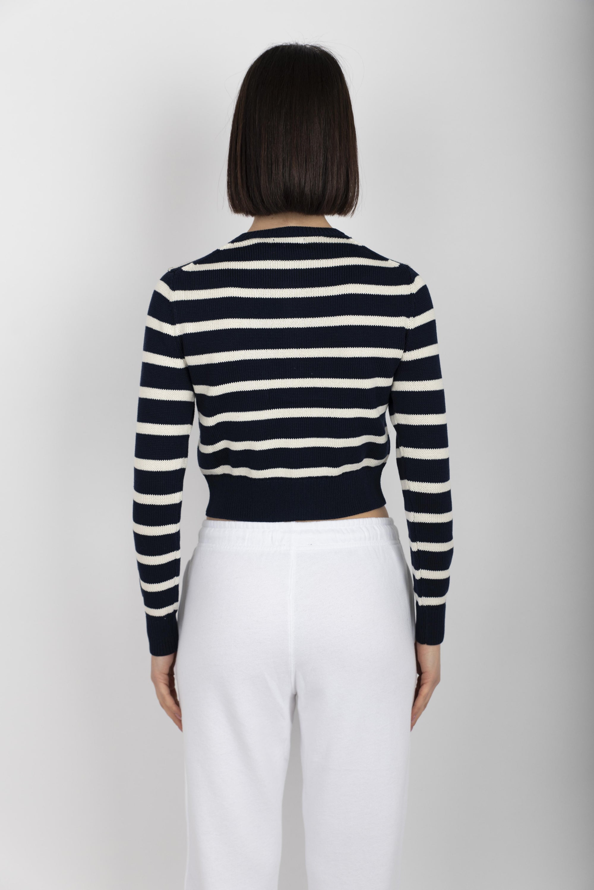 Cardigan a girocollo in cotone a righe blu navy bianco multi Pol 211959297 001 POLO RALPH LAUREN 