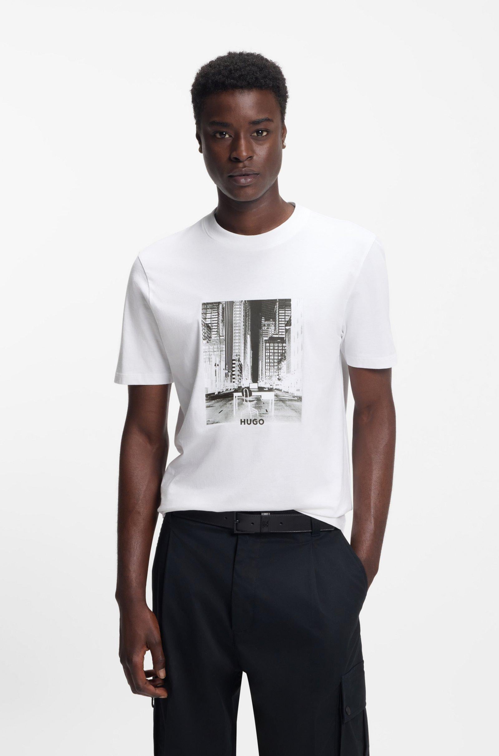 T-shirt in jersey di cotone con stampa grafica 50553755 100 HUGO 