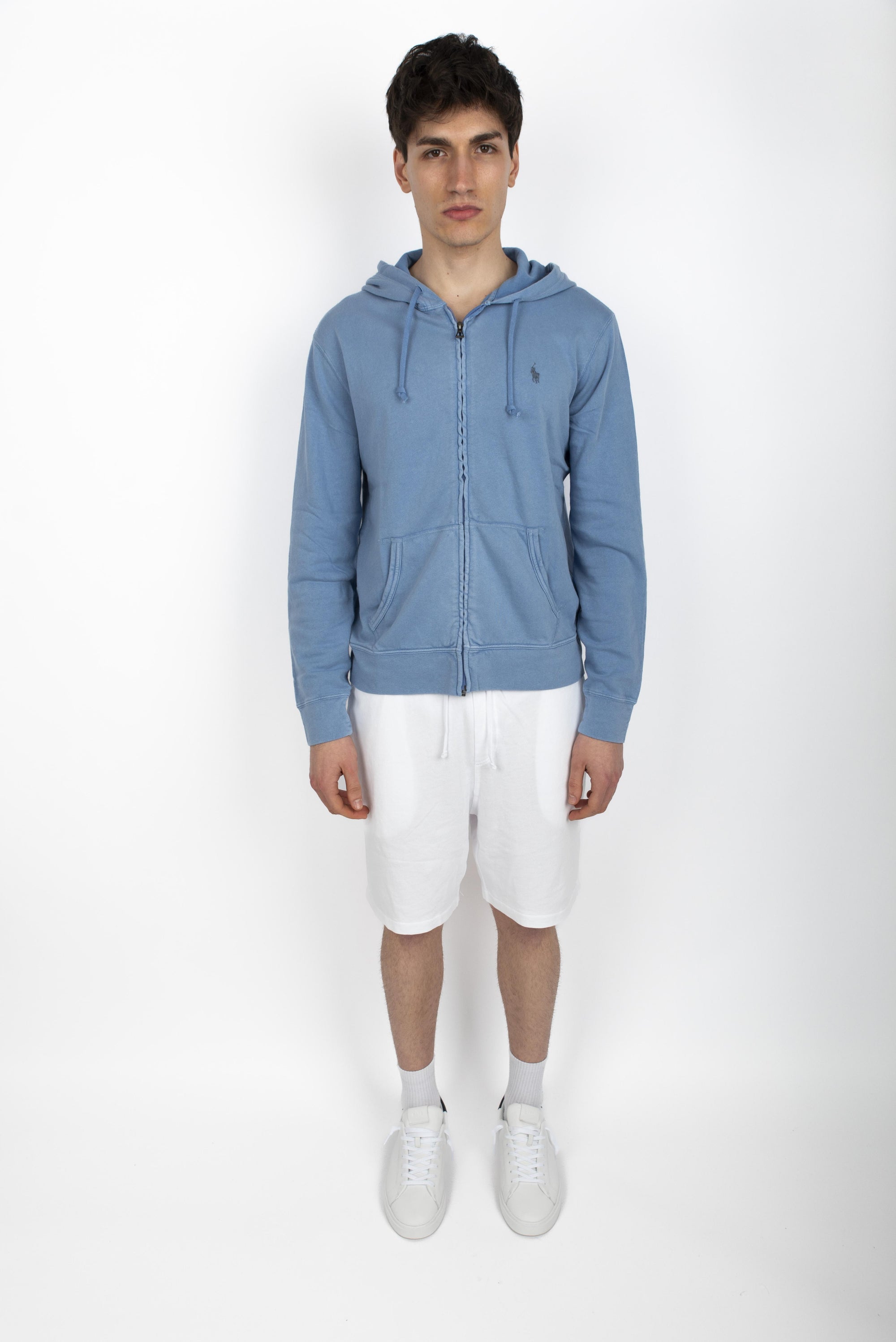 Felpa blu in spugna spa con cappuccio  710706348 020 POLO RALPH LAUREN 
