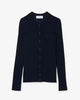 Ribbed merino wool knit cardigan