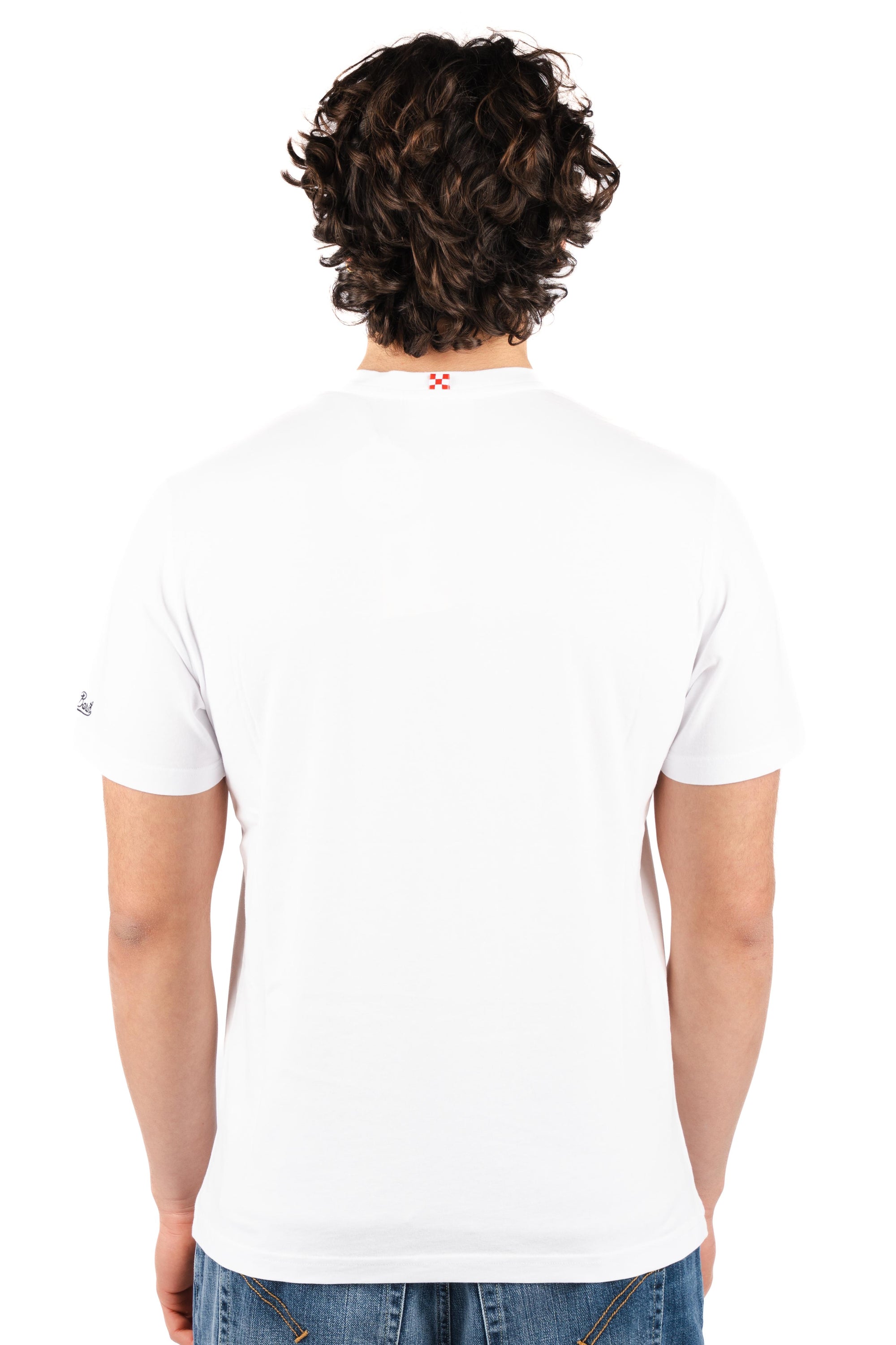 T-shirt Austin bianca con orologio e ricamo Call Me James AUS0001 04346L MC2 SAINT BARTH 