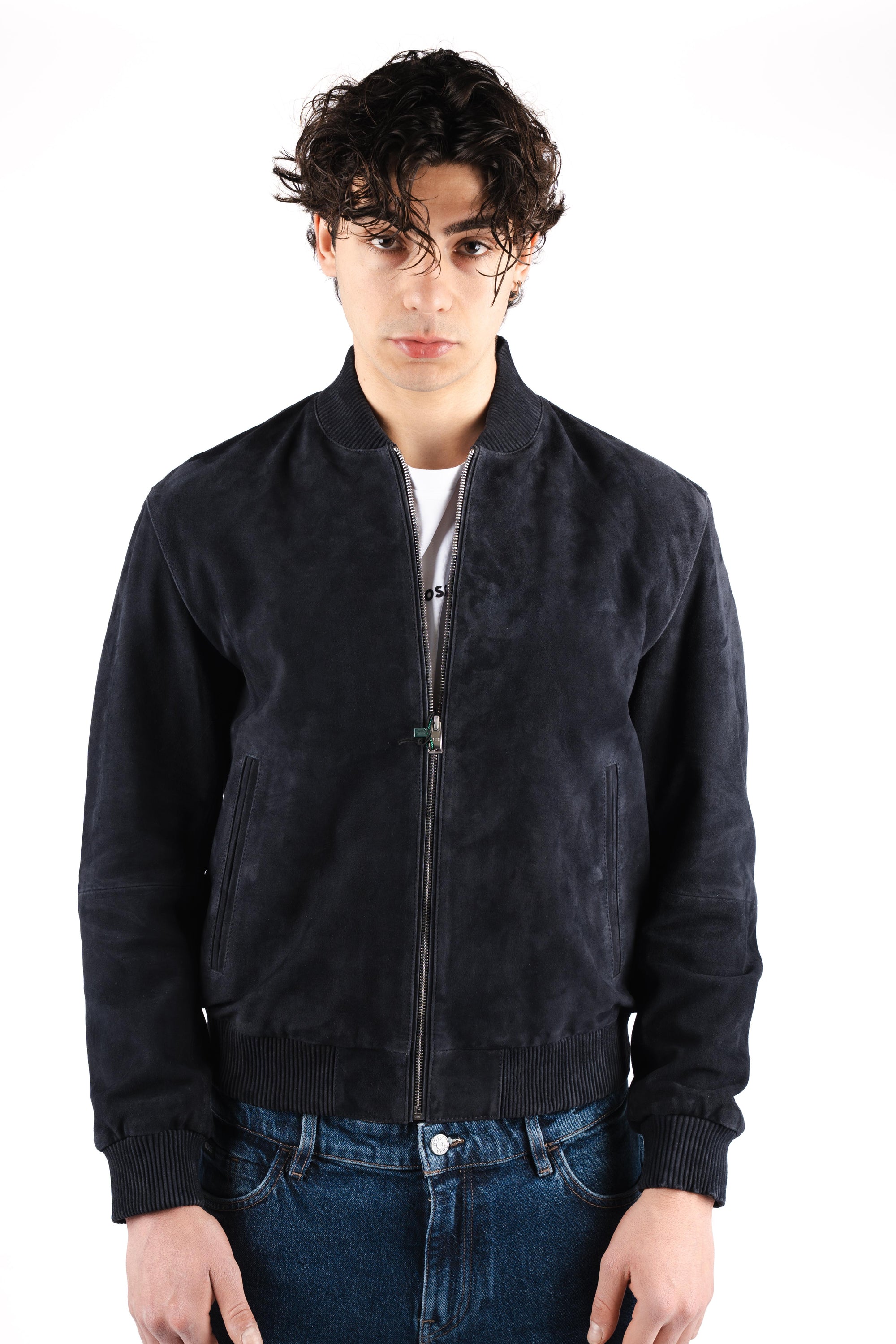Giubbotto regular fit in pelle scamosciata 50543213 404 BOSS 