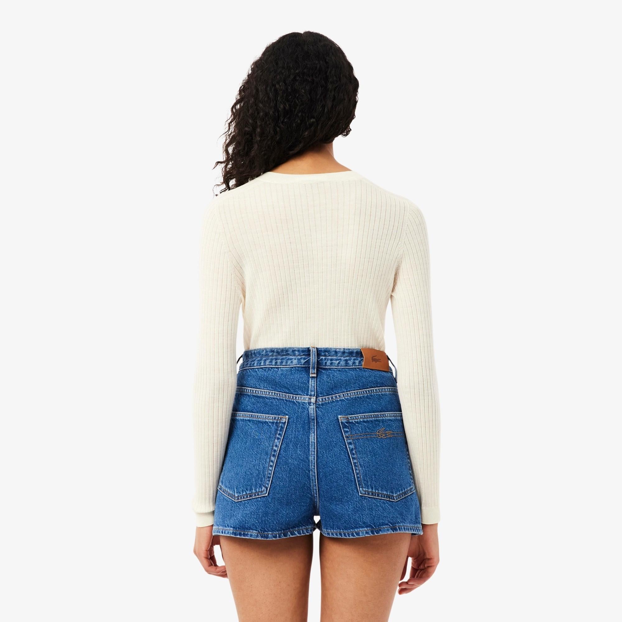 Cardigan in maglia di lana merinos a coste AF4141 70V LACOSTE 