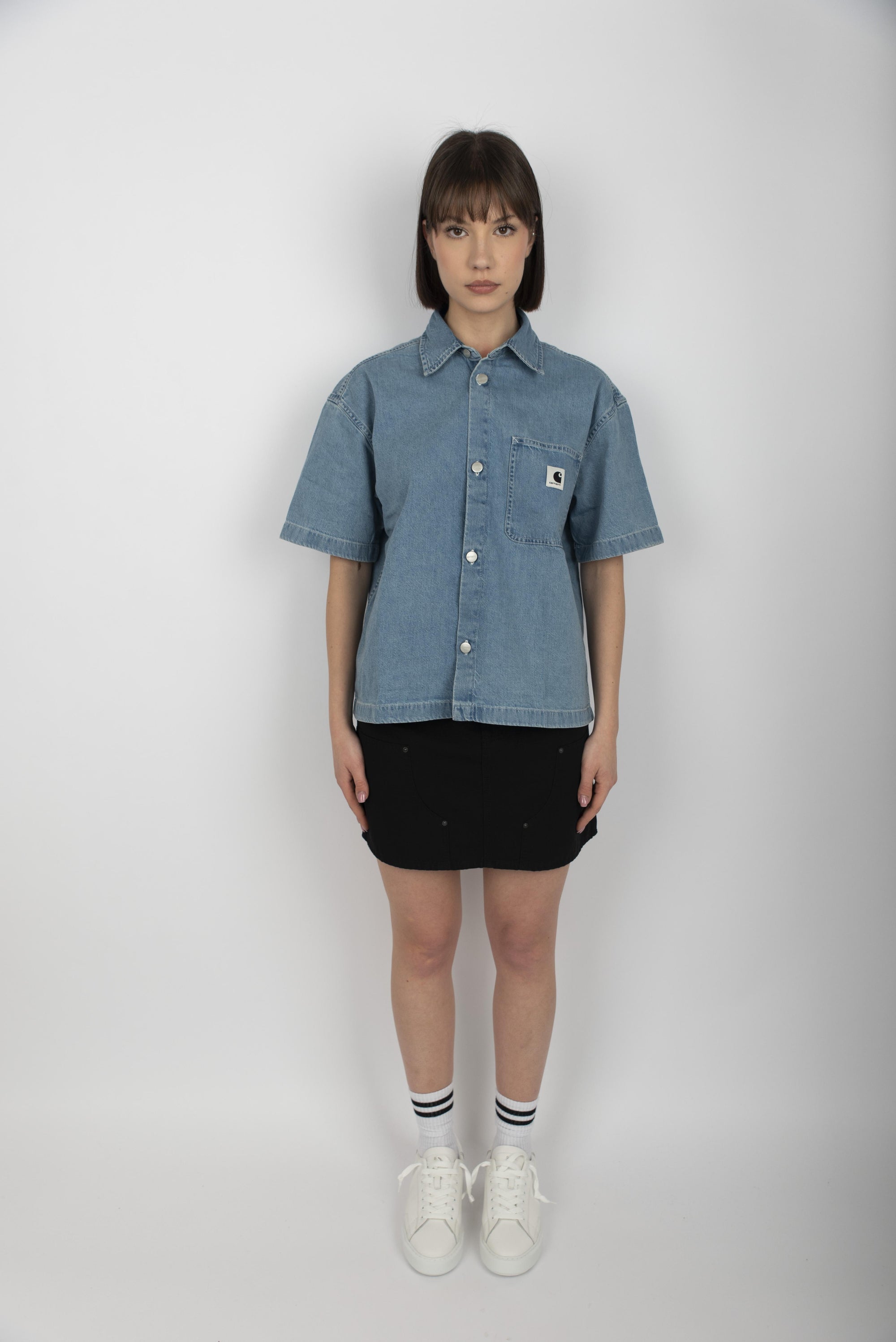 Camicia Women's S/S Lovilia Shirt blue bleached  I034558 0135 CARHARTT WIP 