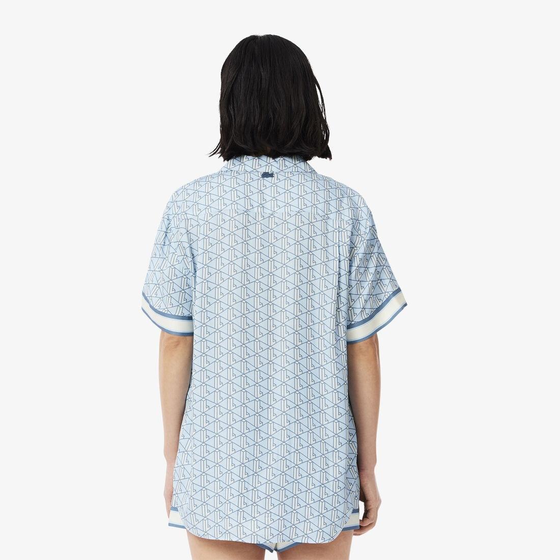 Camicia oversize con stampa monogramma CF0495 EIB LACOSTE 