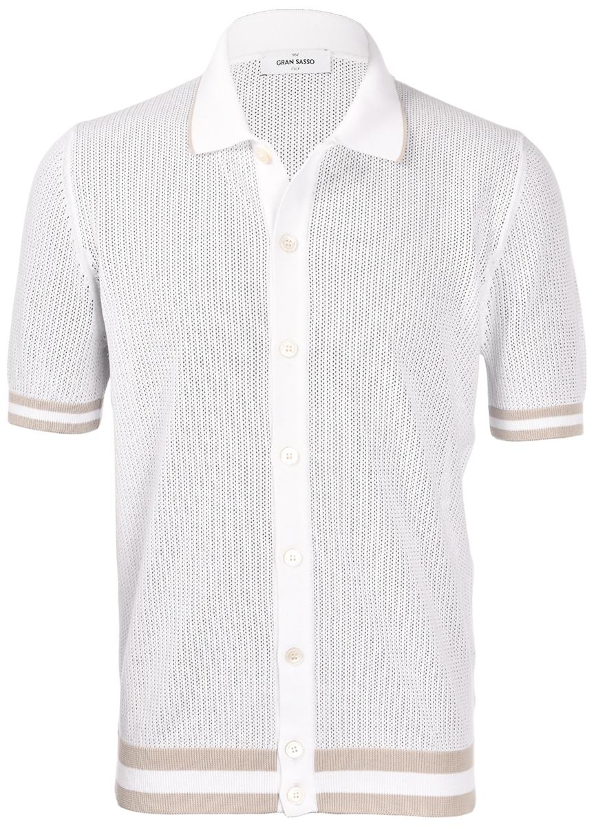 Camicia in maglia punto traforato bianco beige 57180/20612 002 GRAN SASSO 