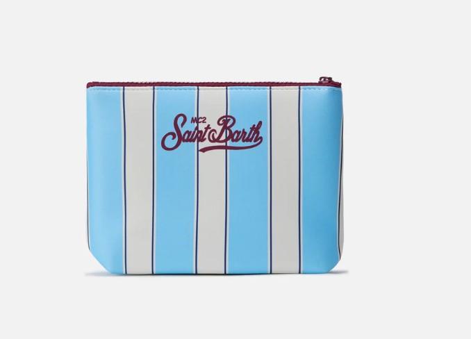 Pochette Aline in scuba a righe azzurre e logo Beach Club ALIN001 00605L MC2 SAINT BARTH 