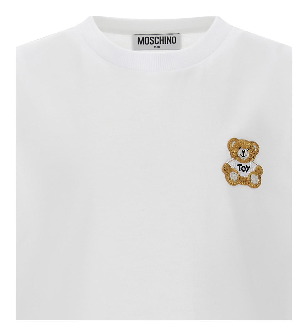 T-shirt in cotone con applicazione Teddy Bear H5M04KLAA02 10101 MOSCHINO KID 