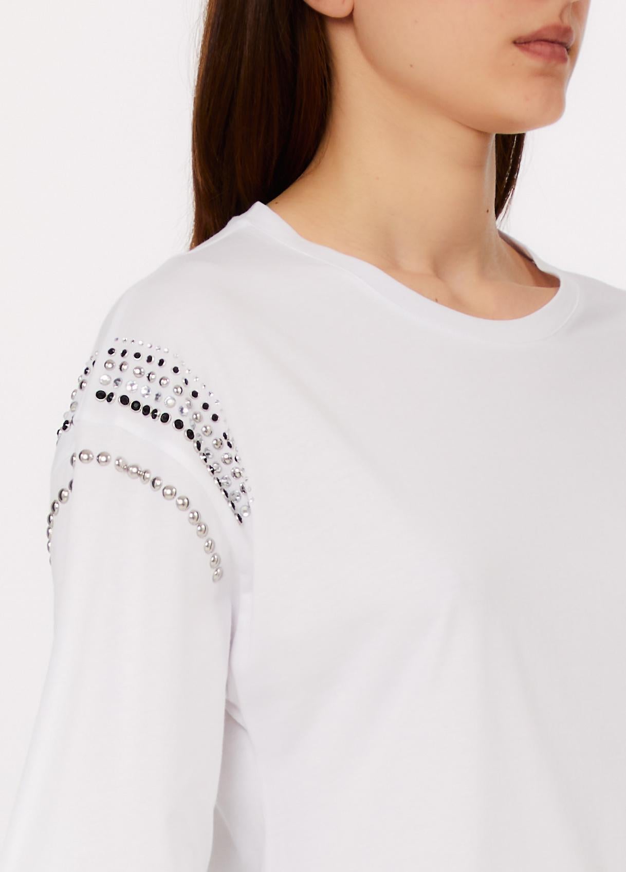 T-shirt con applicazioni WA6128JS904 P9319 LIU JO WHITE1 