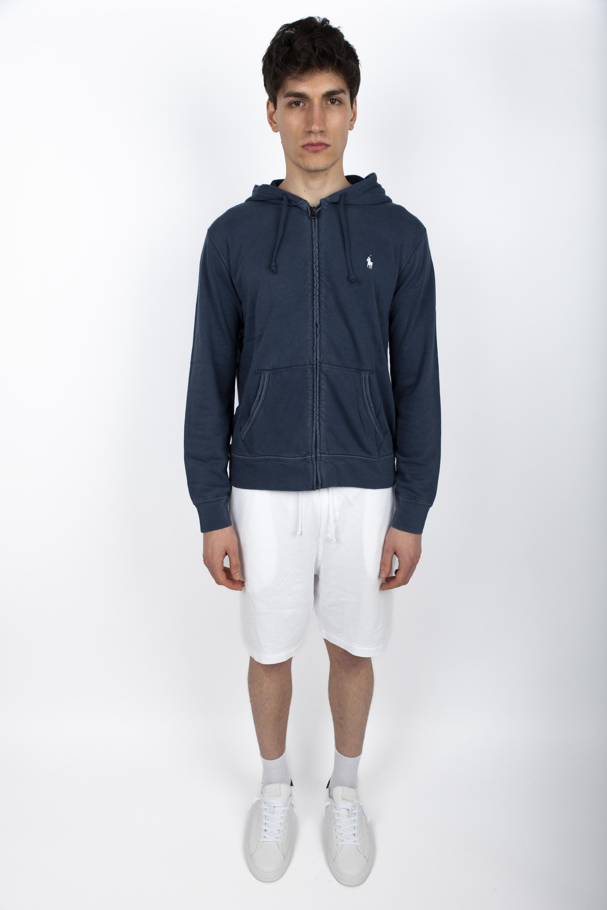 Felpa navy in spugna spa con cappuccio 710706348 011 POLO RALPH LAUREN 