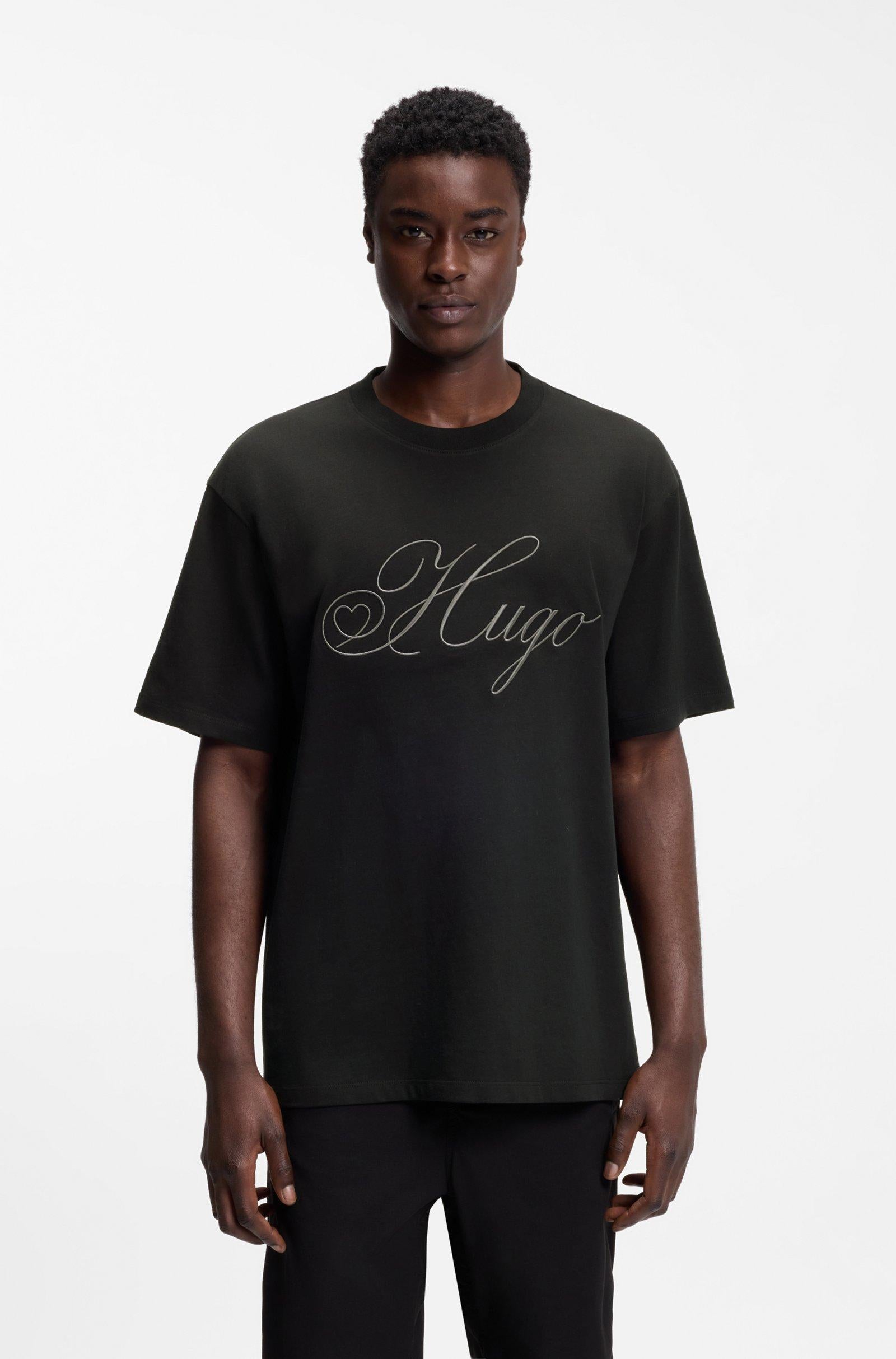 T-shirt in jersey di cotone con logo ricamato 50557058 001 HUGO 