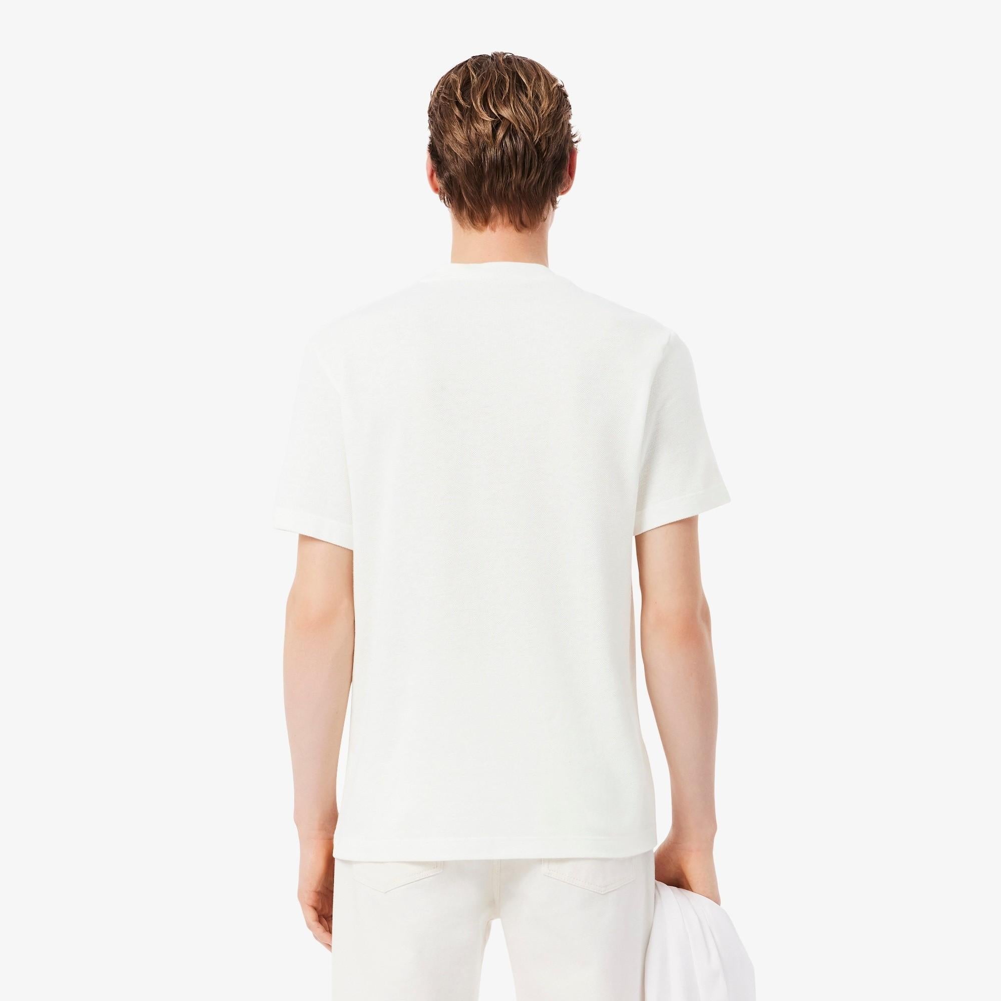 T-shirt in piqué pesante di cotone e lino TH0629 70V LACOSTE 