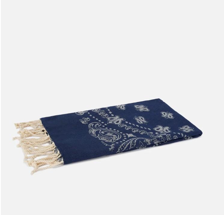 Telo mare Foutas in cotone jacquard con fantasia bandana blu navy FOUT009 02707L MC2 SAINT BARTH 