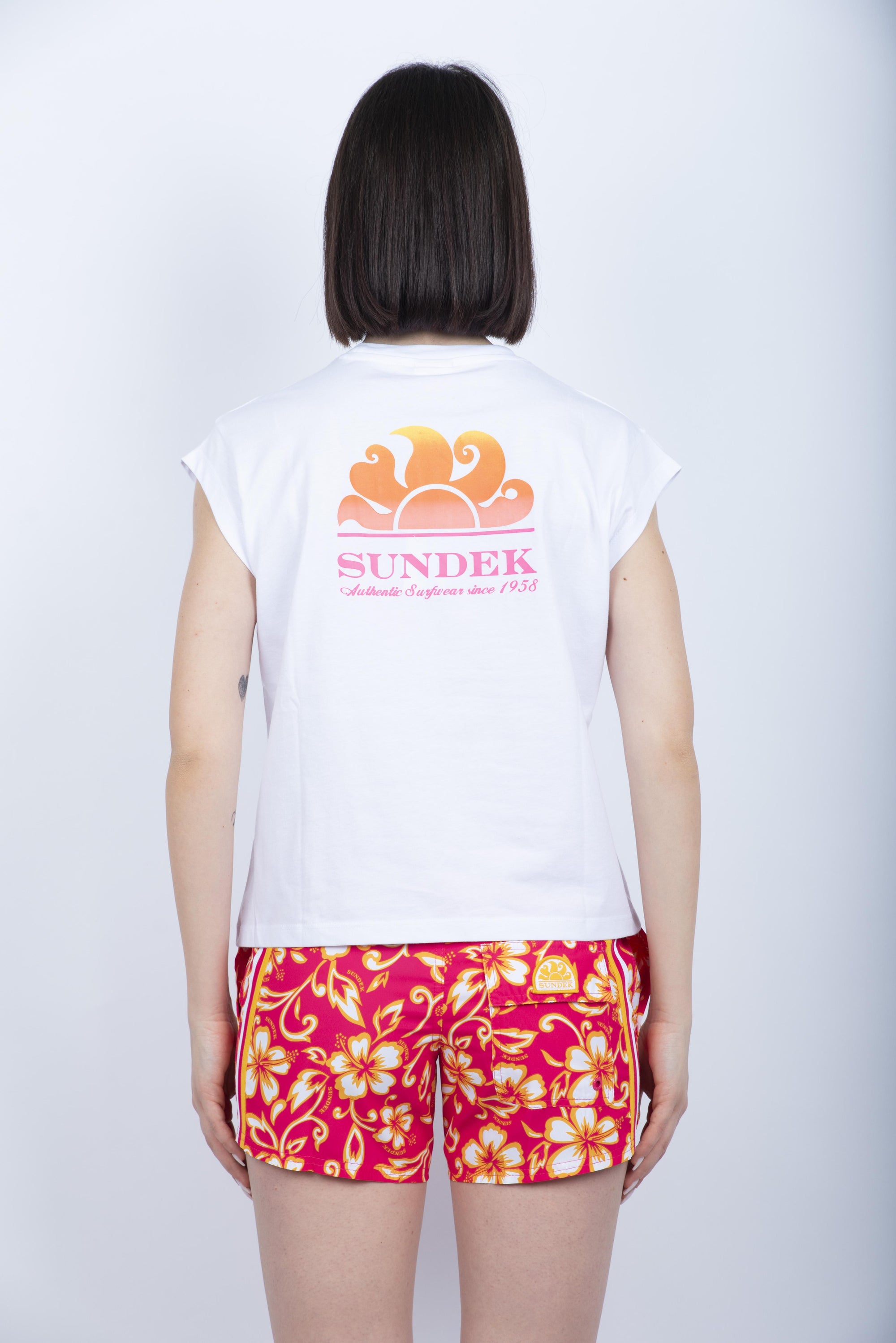 T-shirt con stampa Degradé bianco W372TEJS000 00601 SUNDEK 
