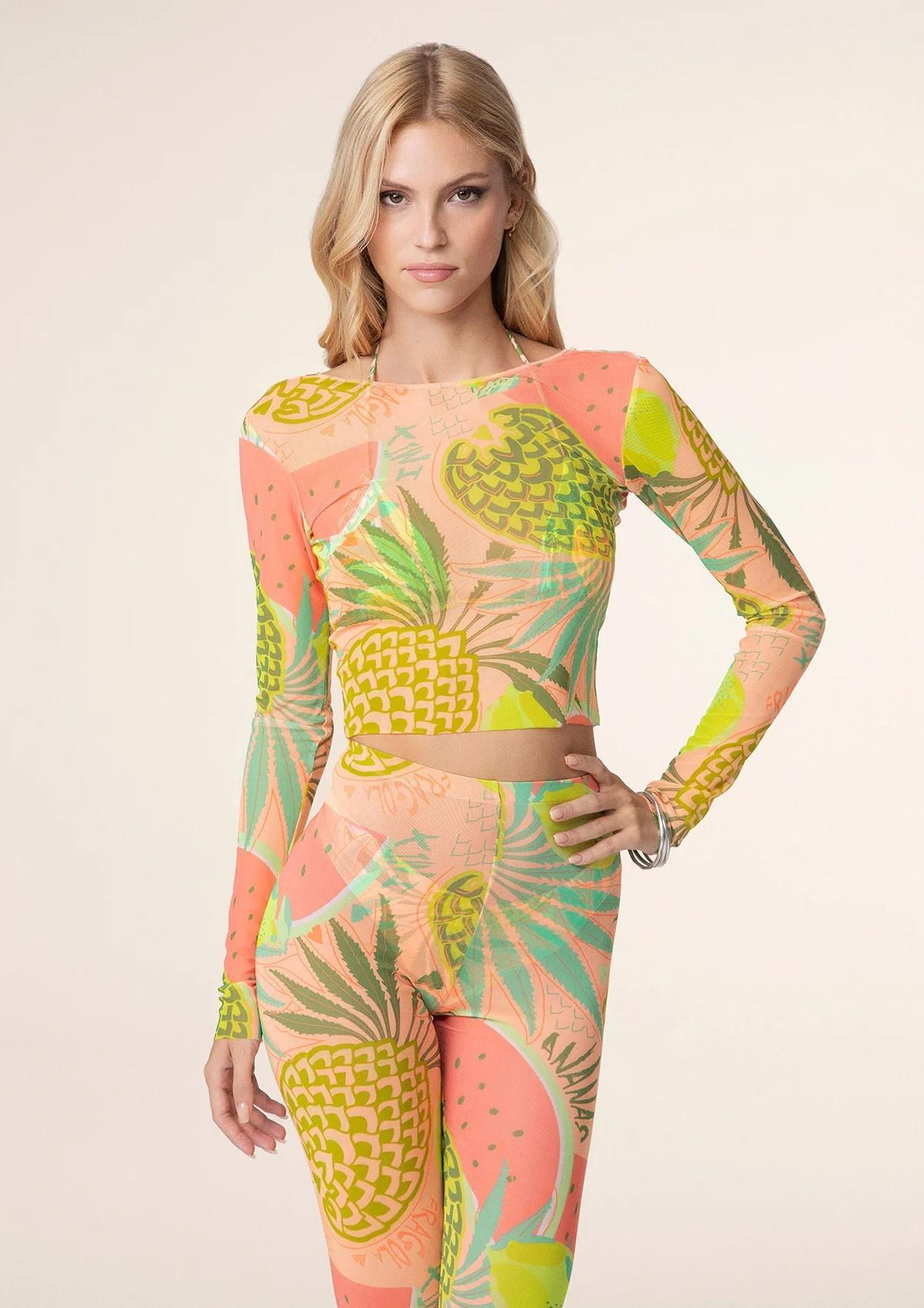 Crop Top Manica Lunga Fantasia 0628X 12 F**K 