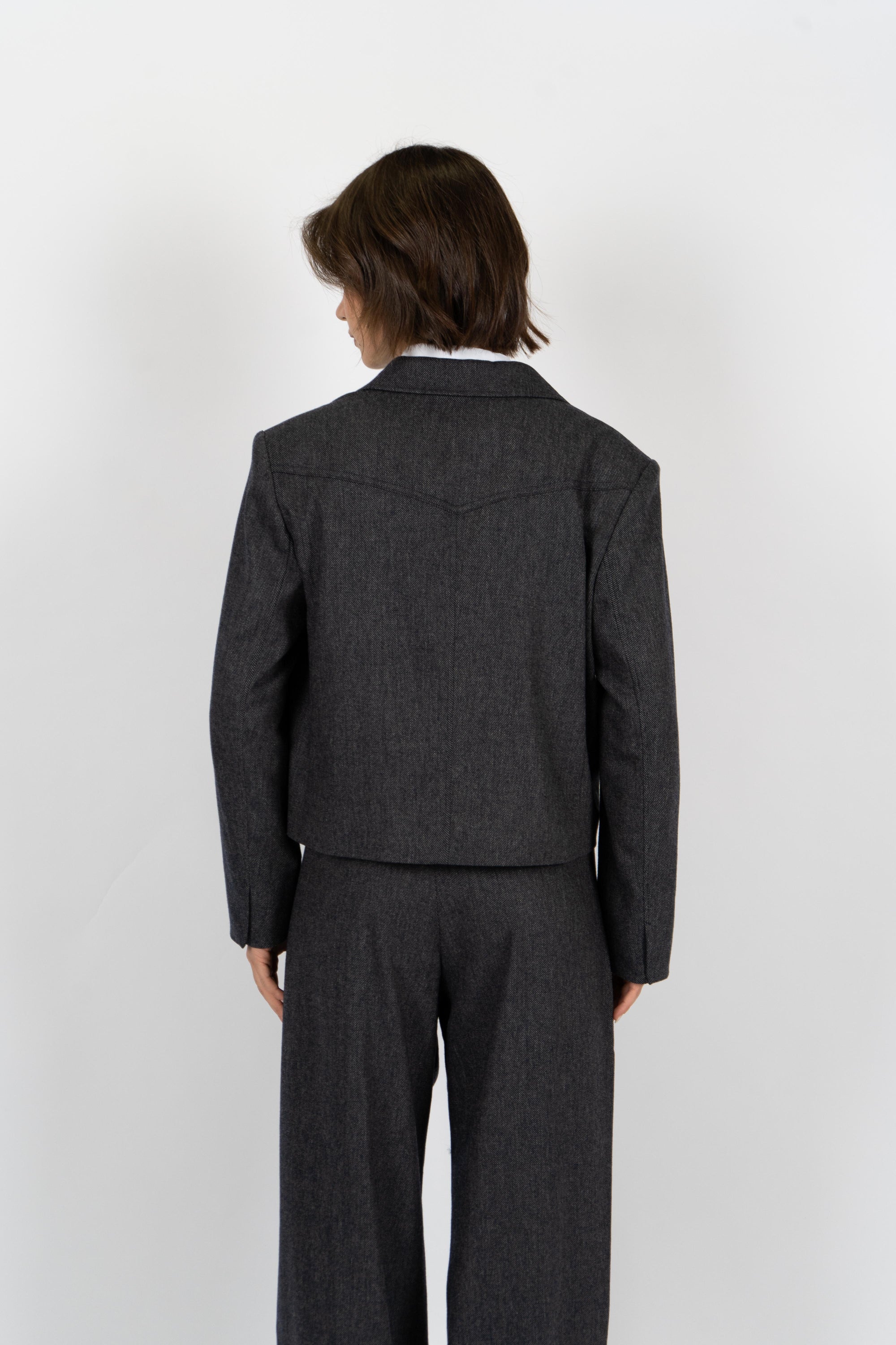 Blazer in flanella melange-con lunghezza corta 50547682 408 BOSS 