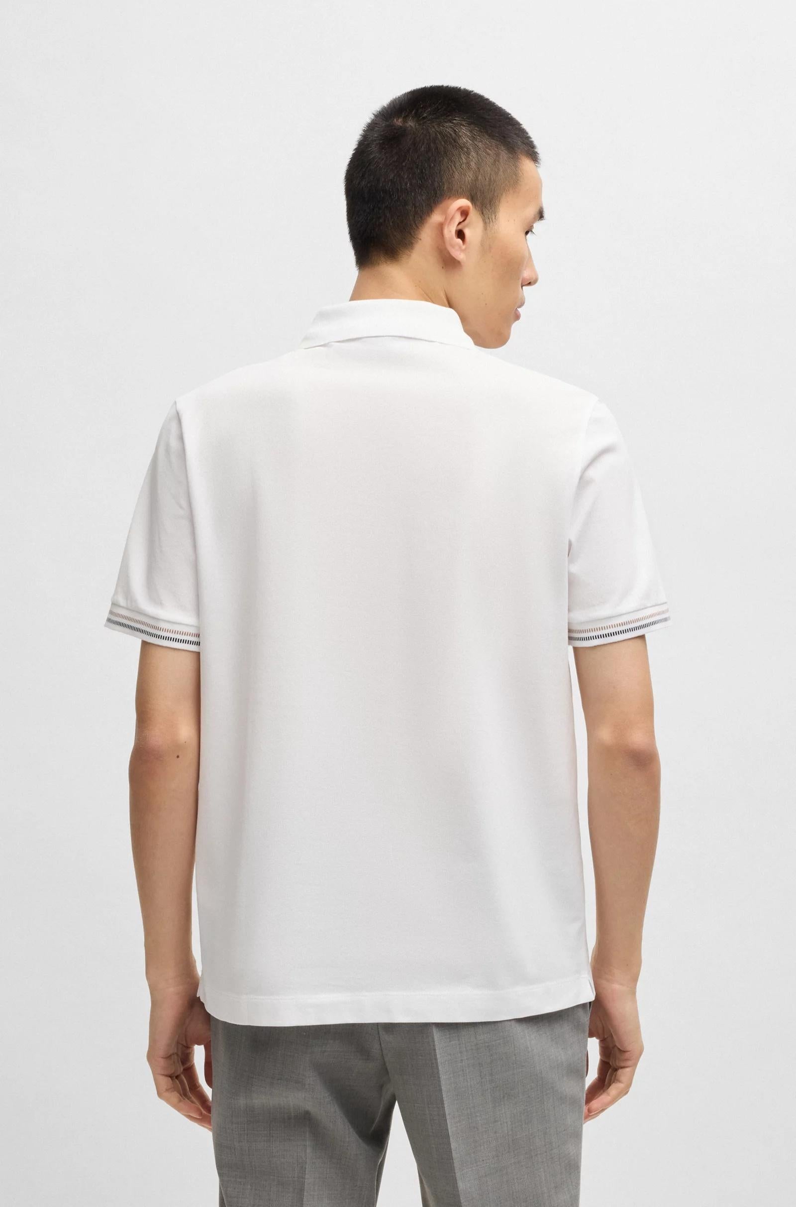 Polo regular fit in cotone mercerizzato con bordi a righe 50531850 100 BOSS 