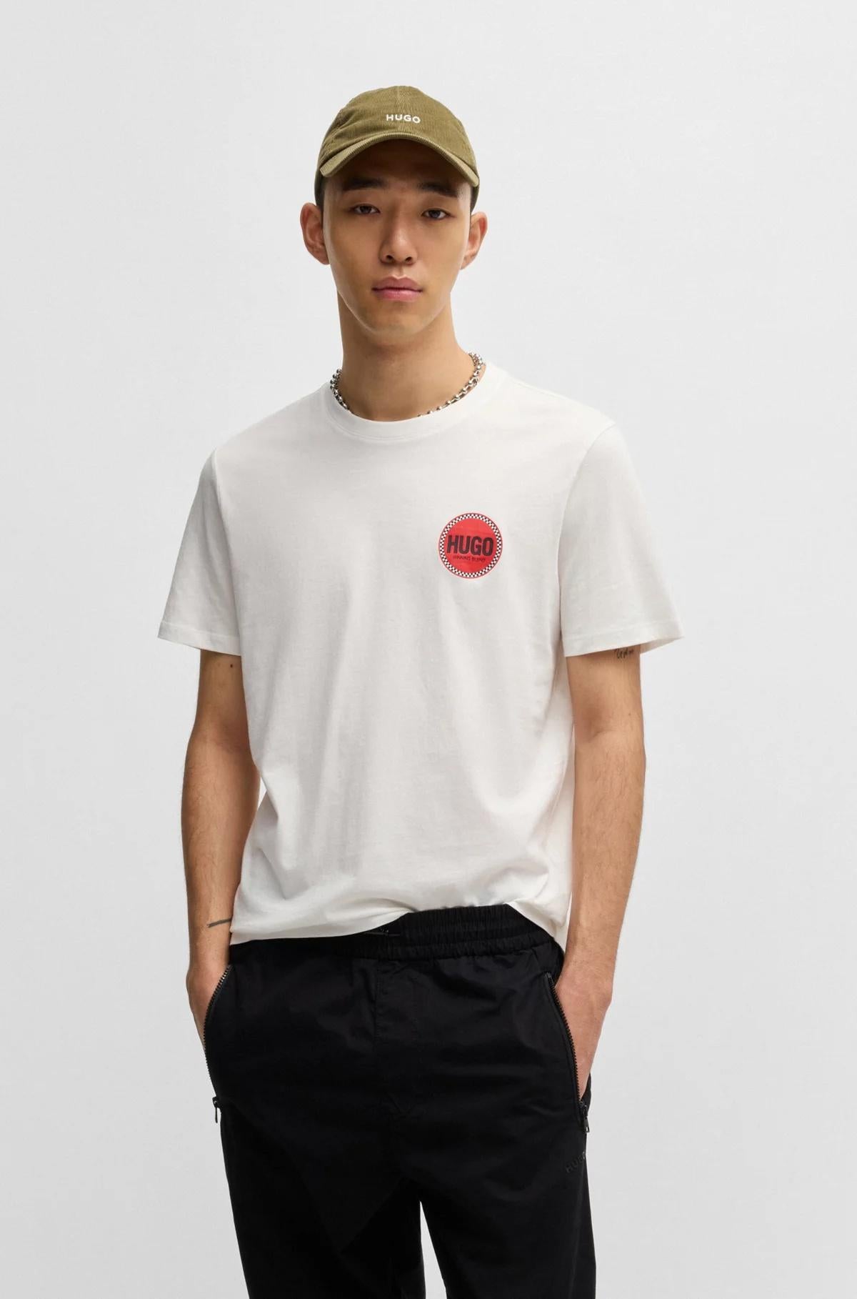 T-shirt in jersey di cotone con logo stampato ispirato alle corse 50530641 102 HUGO 