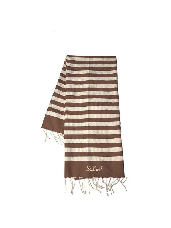 Telo mare Foutas a righe marroni e bianche FOUT012W 07688L MC2 SAINT BARTH 