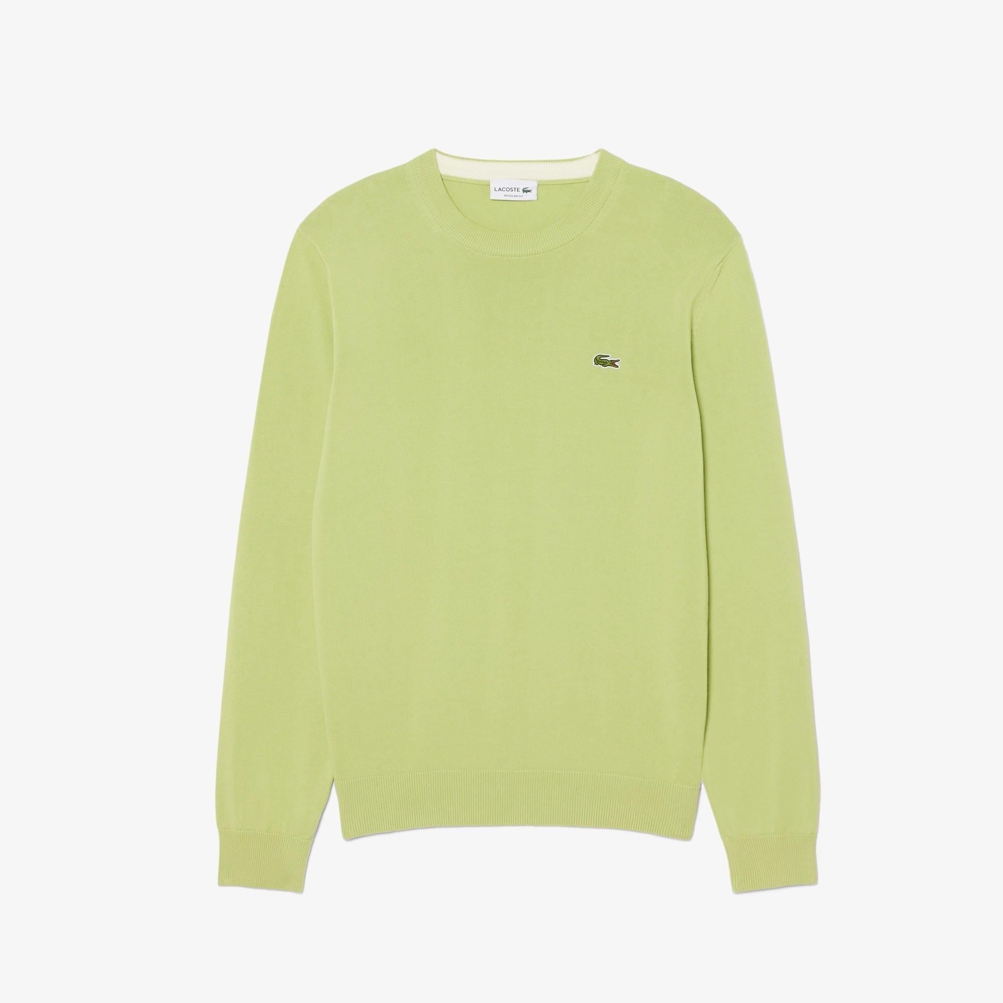 Pullover girocollo monocromatico in cotone AH1985 UYB LACOSTE 