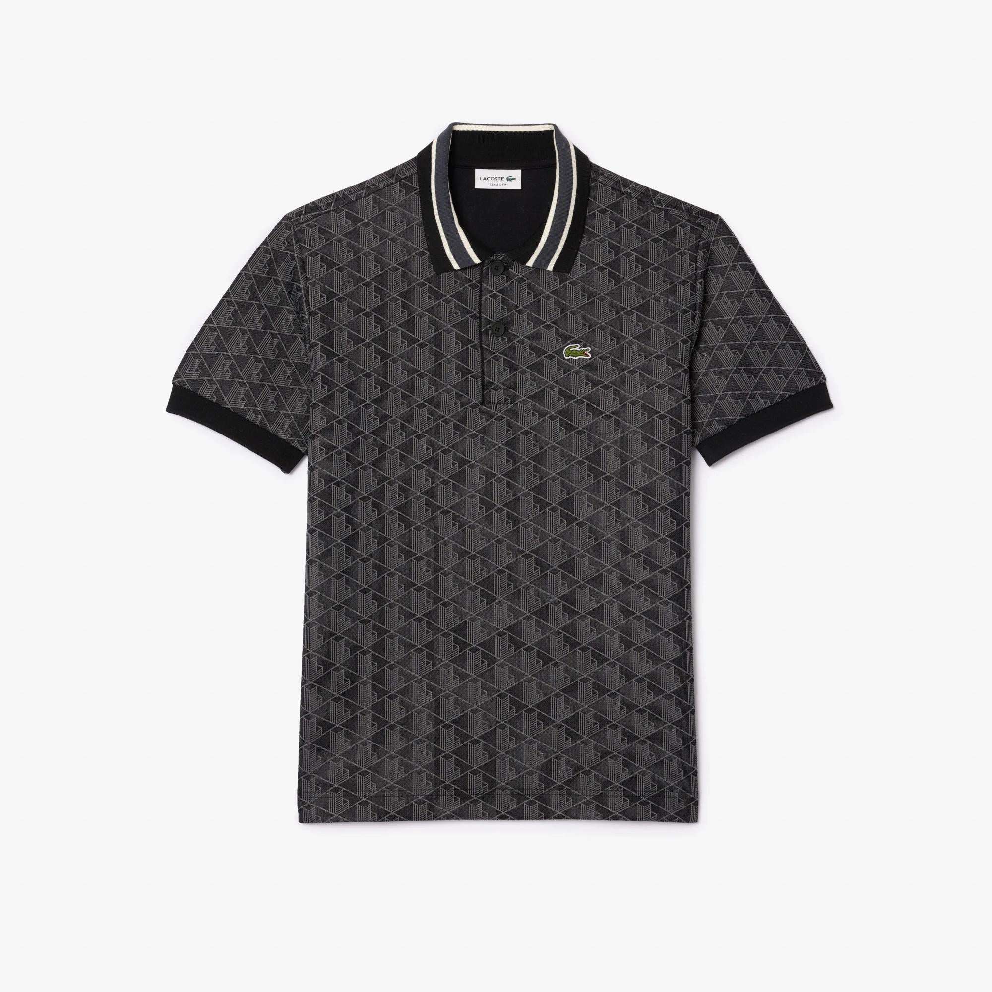 Polo in jacquard con monogramma DH1417 4PC LACOSTE 