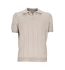 Beige ribbed skipper polo shirt