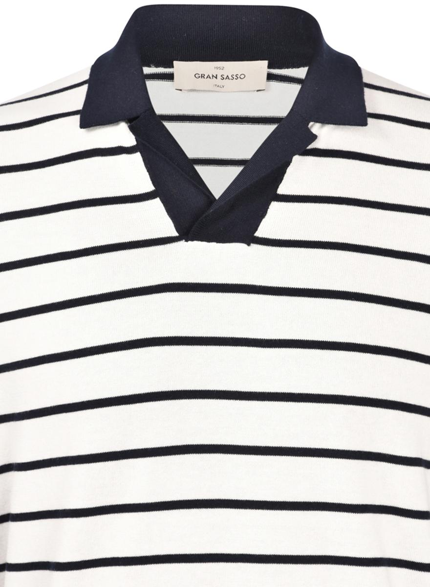 Polo skipper in maglia a righe bianco blu  57110/18052 005 GRAN SASSO 